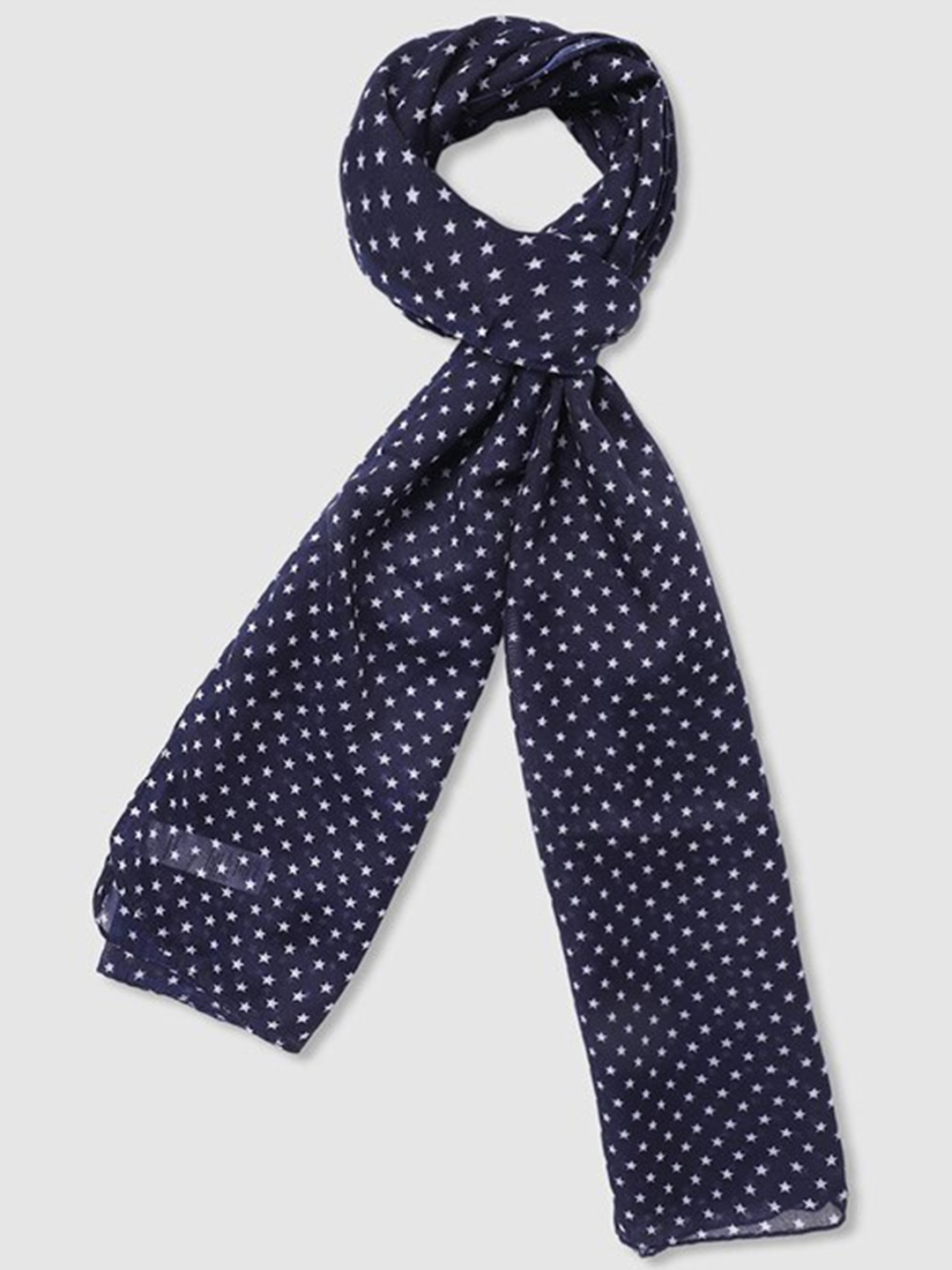 

Aila Polks Dots Printed Cotton Scarf, Blue