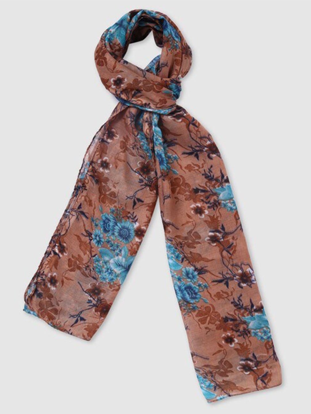 

Aila Floral Printed Scarf, Brown