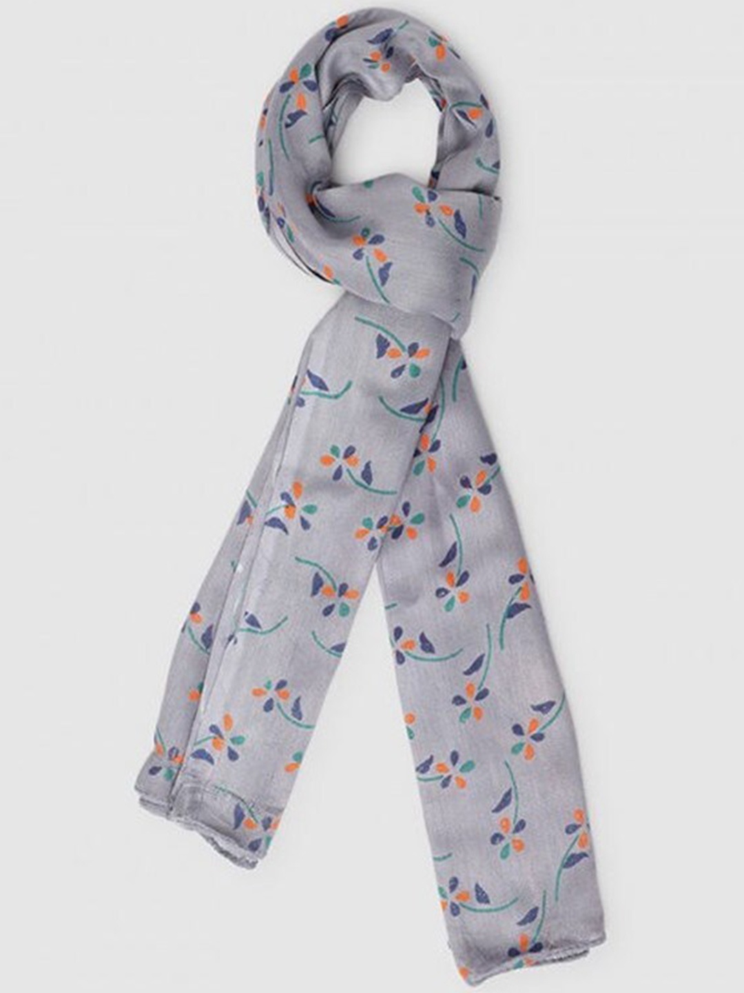 

Aila Floral Printed Scarf, Grey