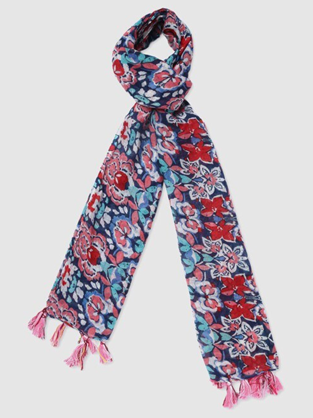 

Aila Floral Printed Scarf, Blue