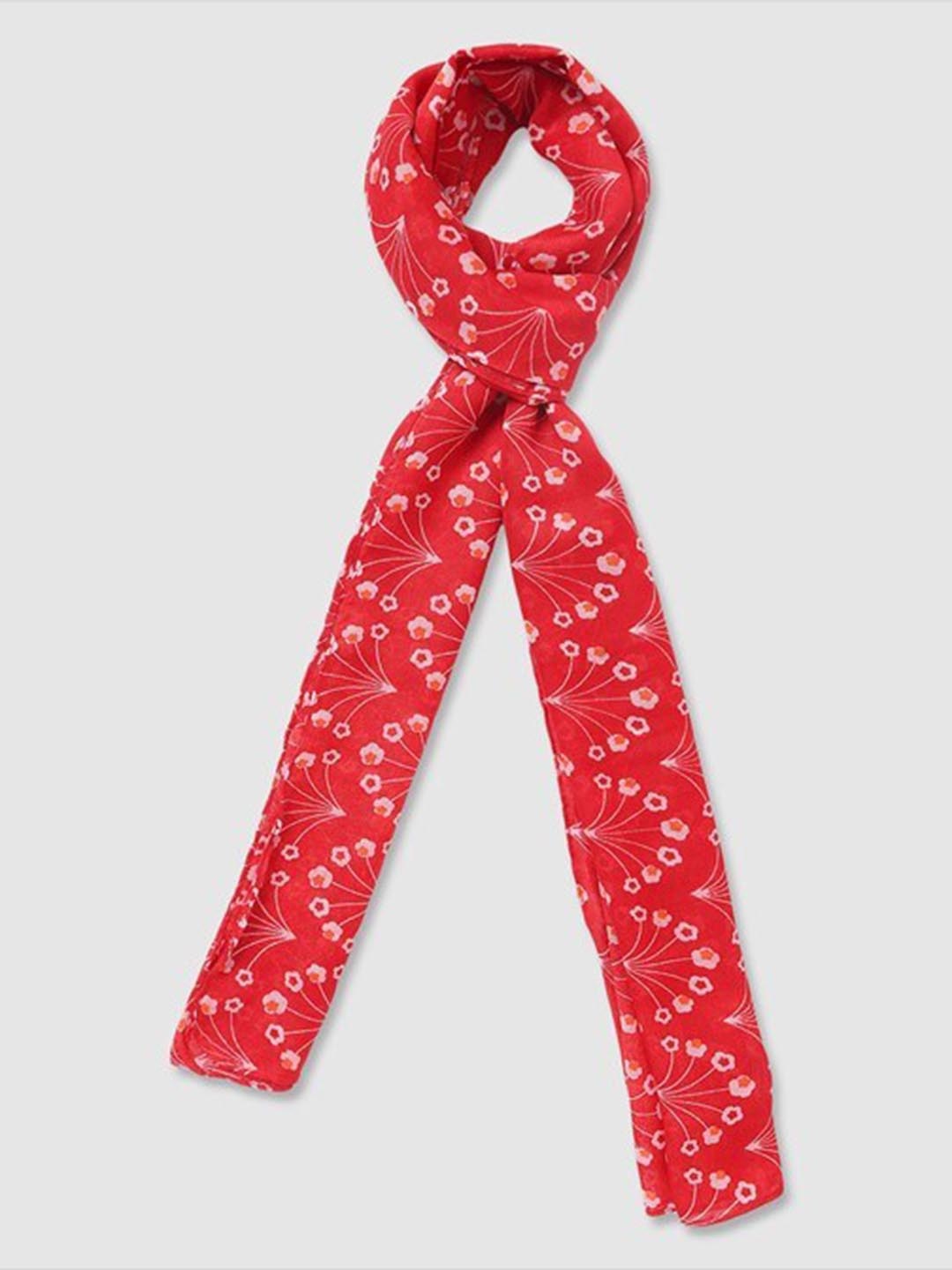 

Aila Floral Printed Cotton Scarf, Red