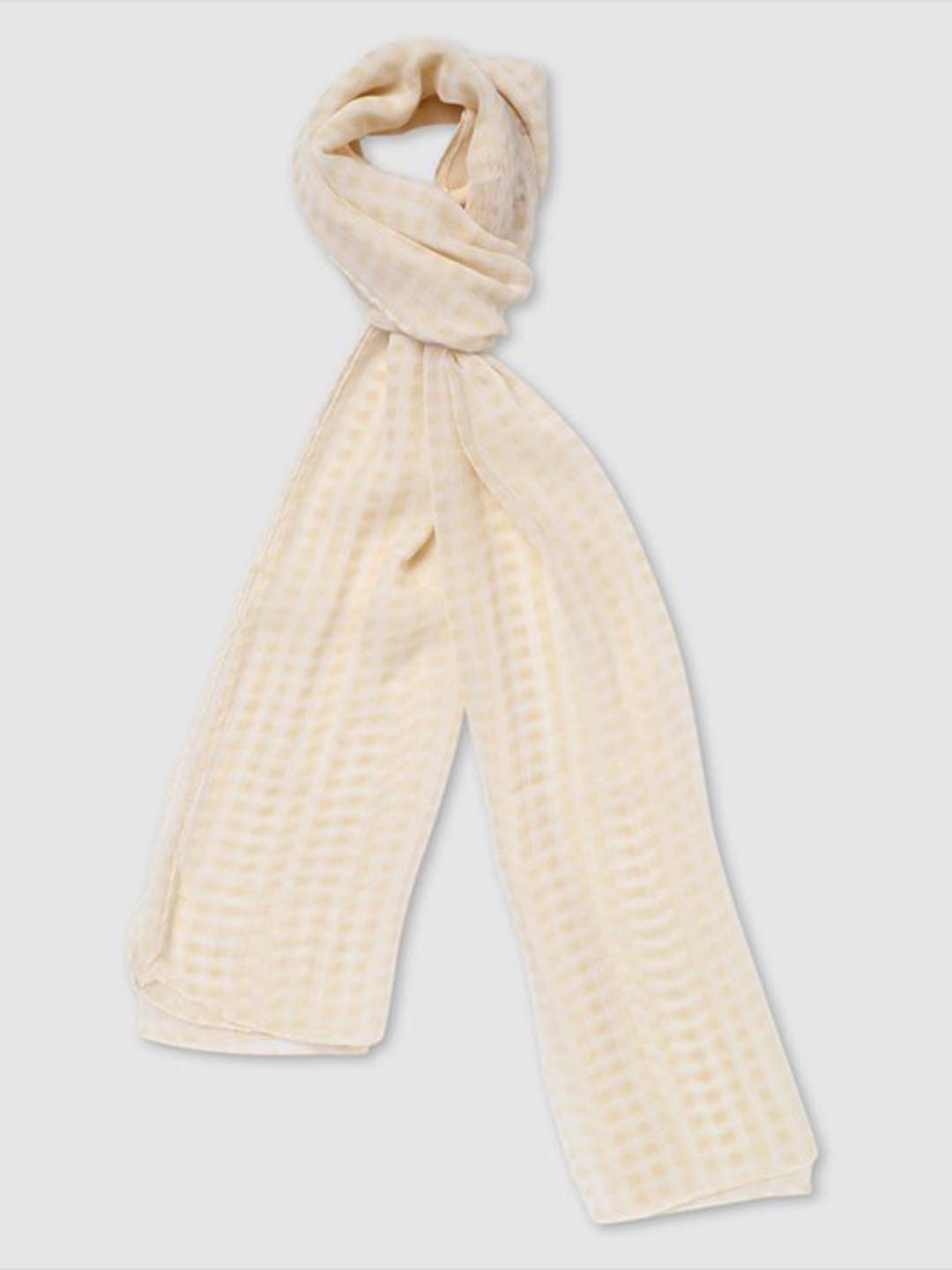 

Aila Checked Printed Scarf, White