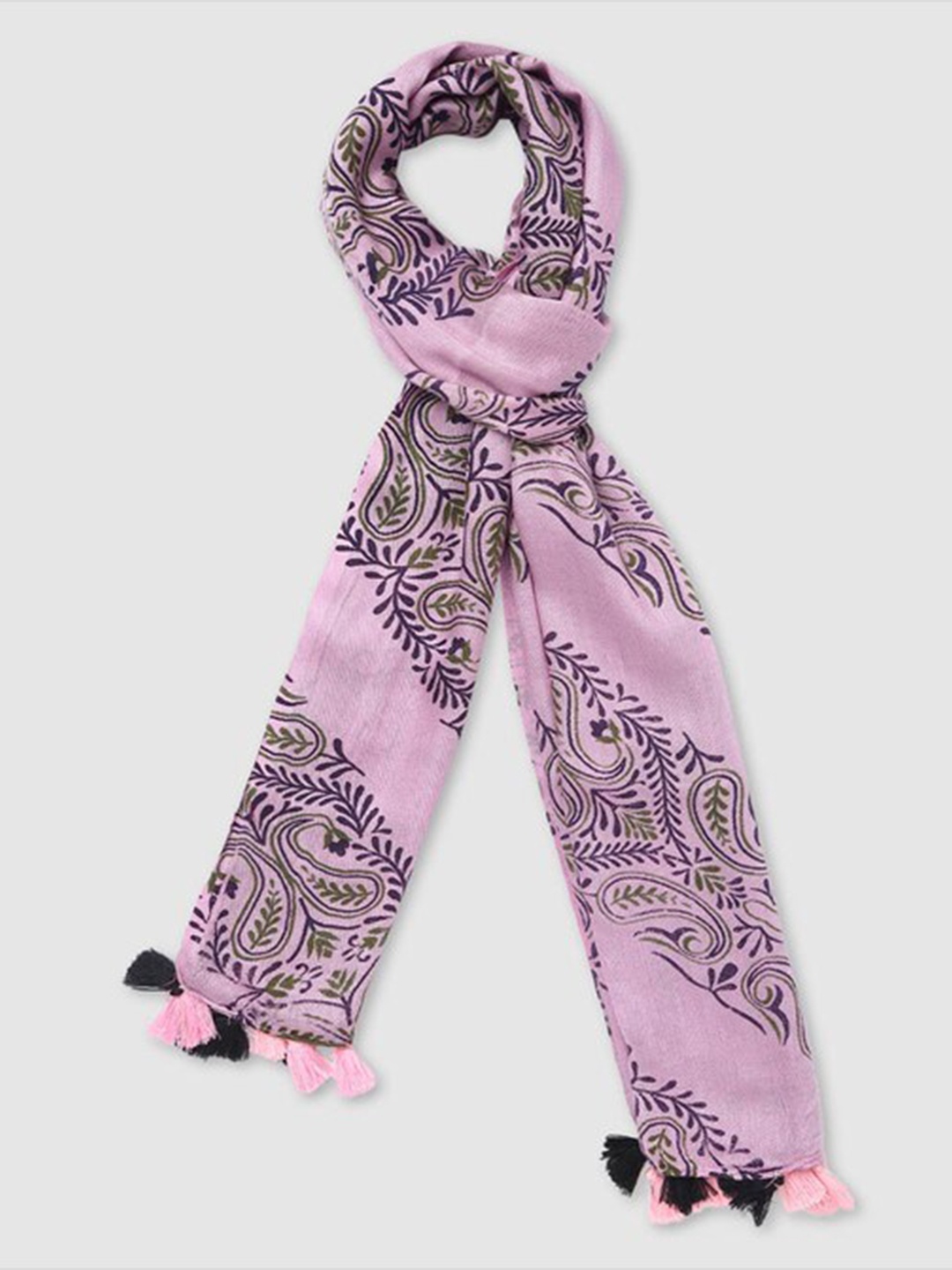 

Aila Ethnic Motifs Printed Scarf, Pink