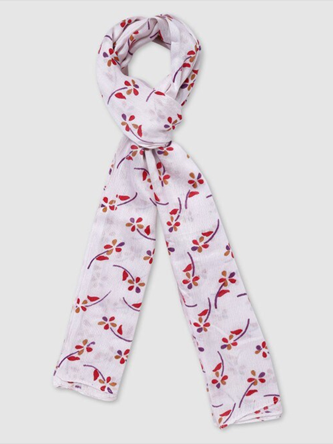 

Aila Floral Printed Scarf, White