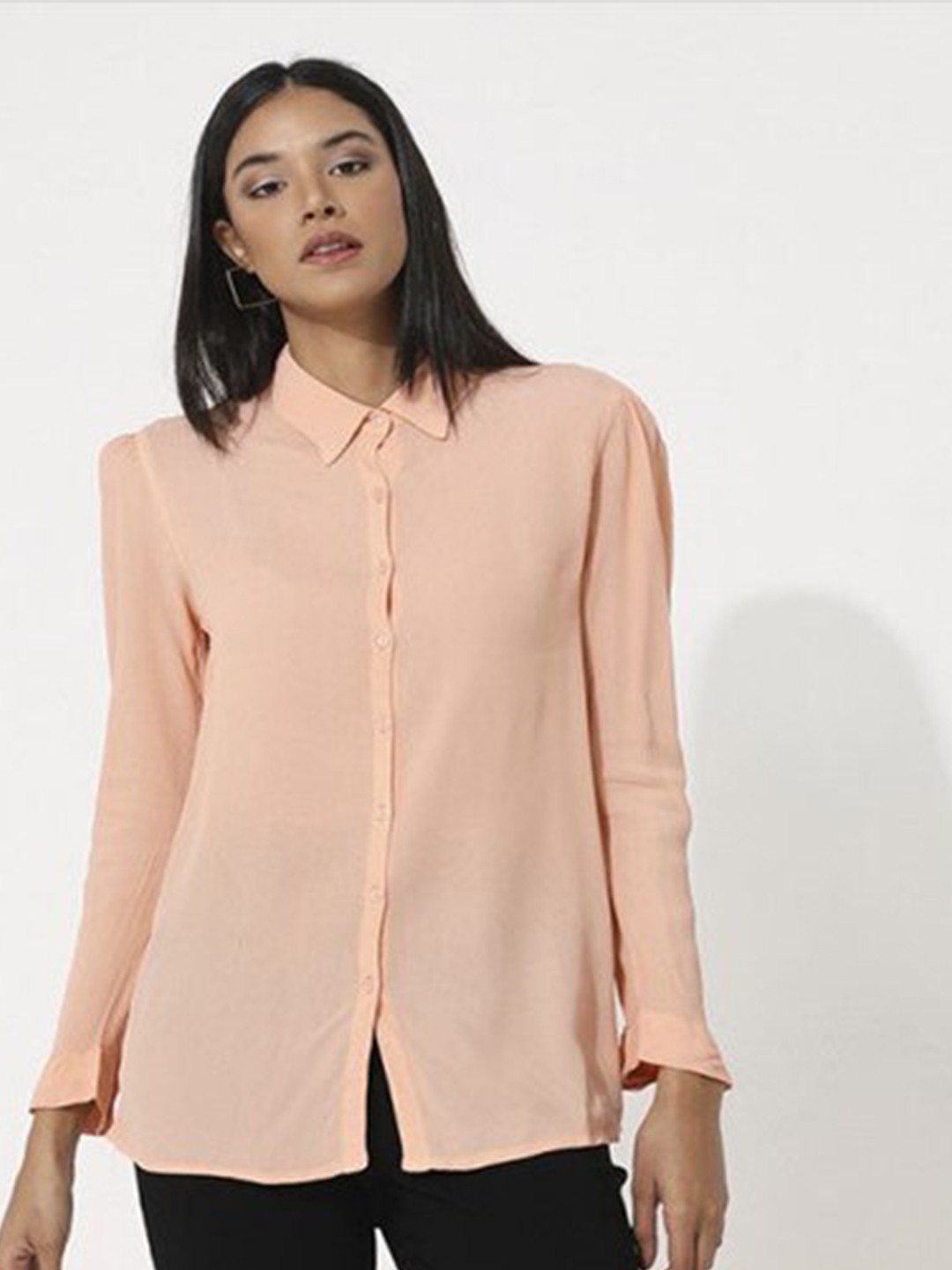 

Aila Spread Collar Casual Shirt, Peach