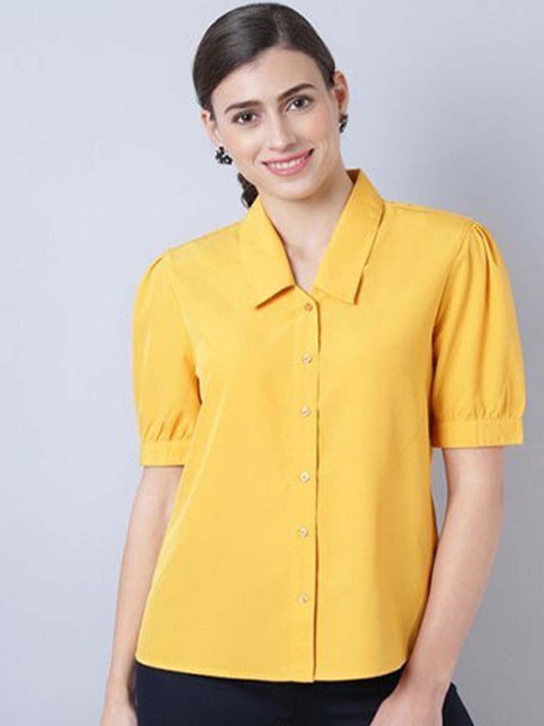 

Aila Cotton Shirt Style Top, Yellow