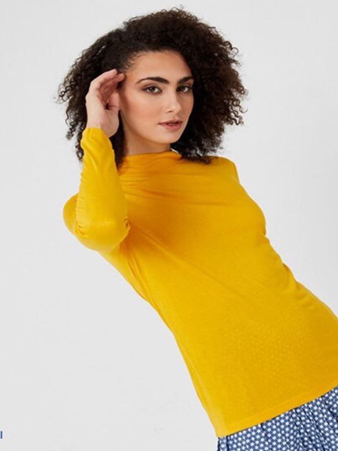 

Aila High Neck Fitted Top, Yellow