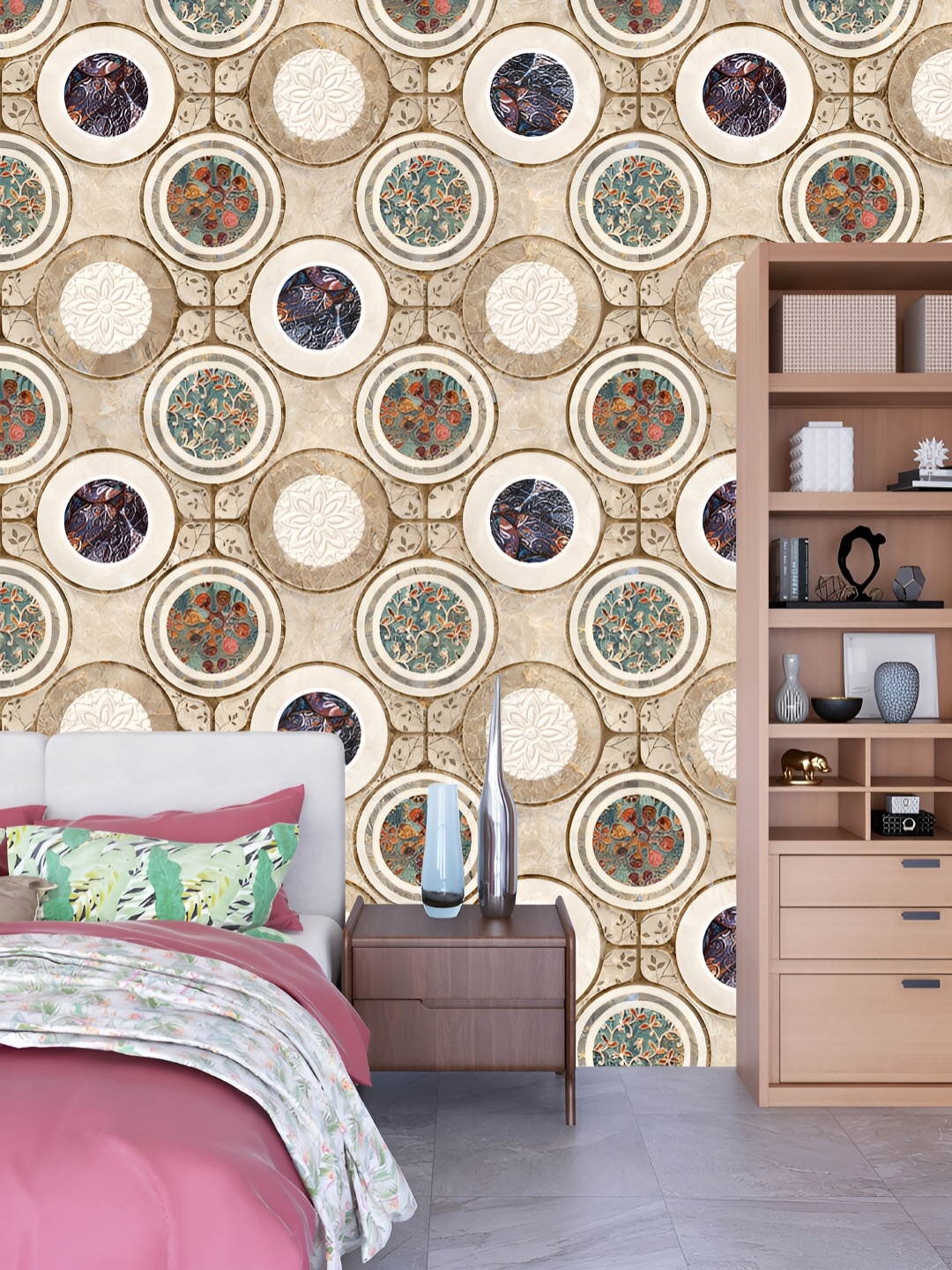 

DWELLSINDIA Beige & Brown Geometric Pattern Self Adhesive Waterproof Removable Wallpaper