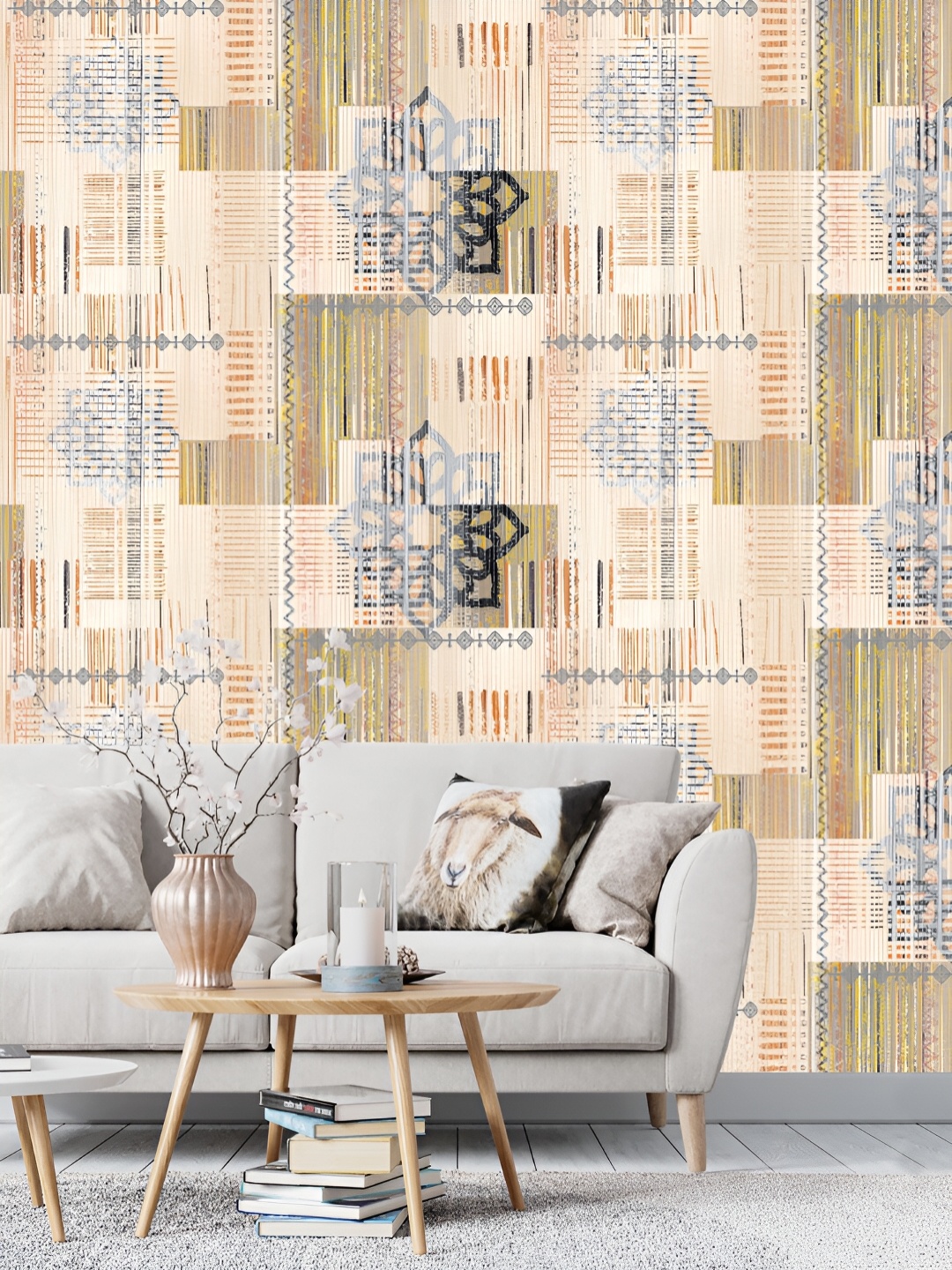 

DWELLSINDIA Beige & Brown Abstract Pattern Self Adhesive Waterproof Removable Wallpaper