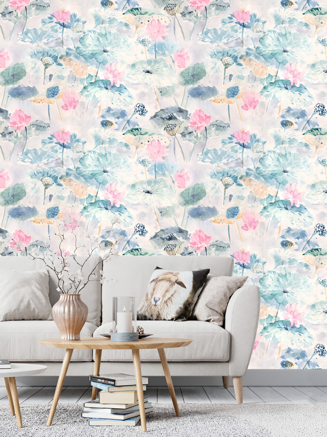 

DWELLSINDIA Blue & White Floral Self Adhesive Waterproof Removable Wallpaper