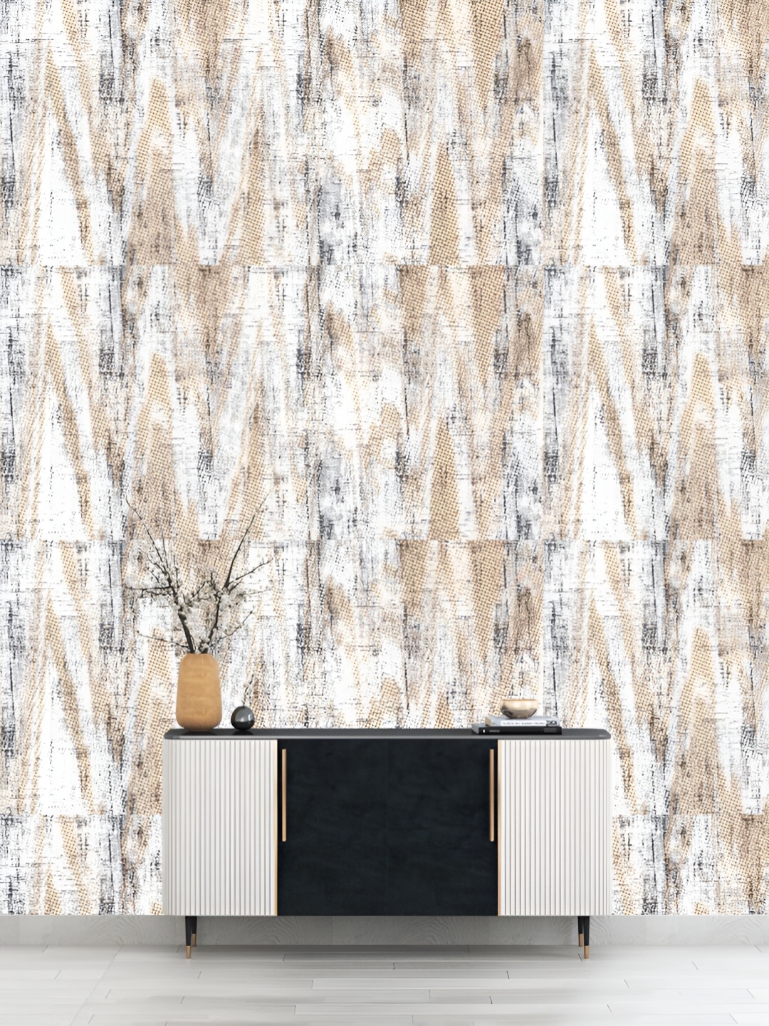 

DWELLSINDIA White & Brown Abstract Pattern Self Adhesive Waterproof Removable Wallpaper