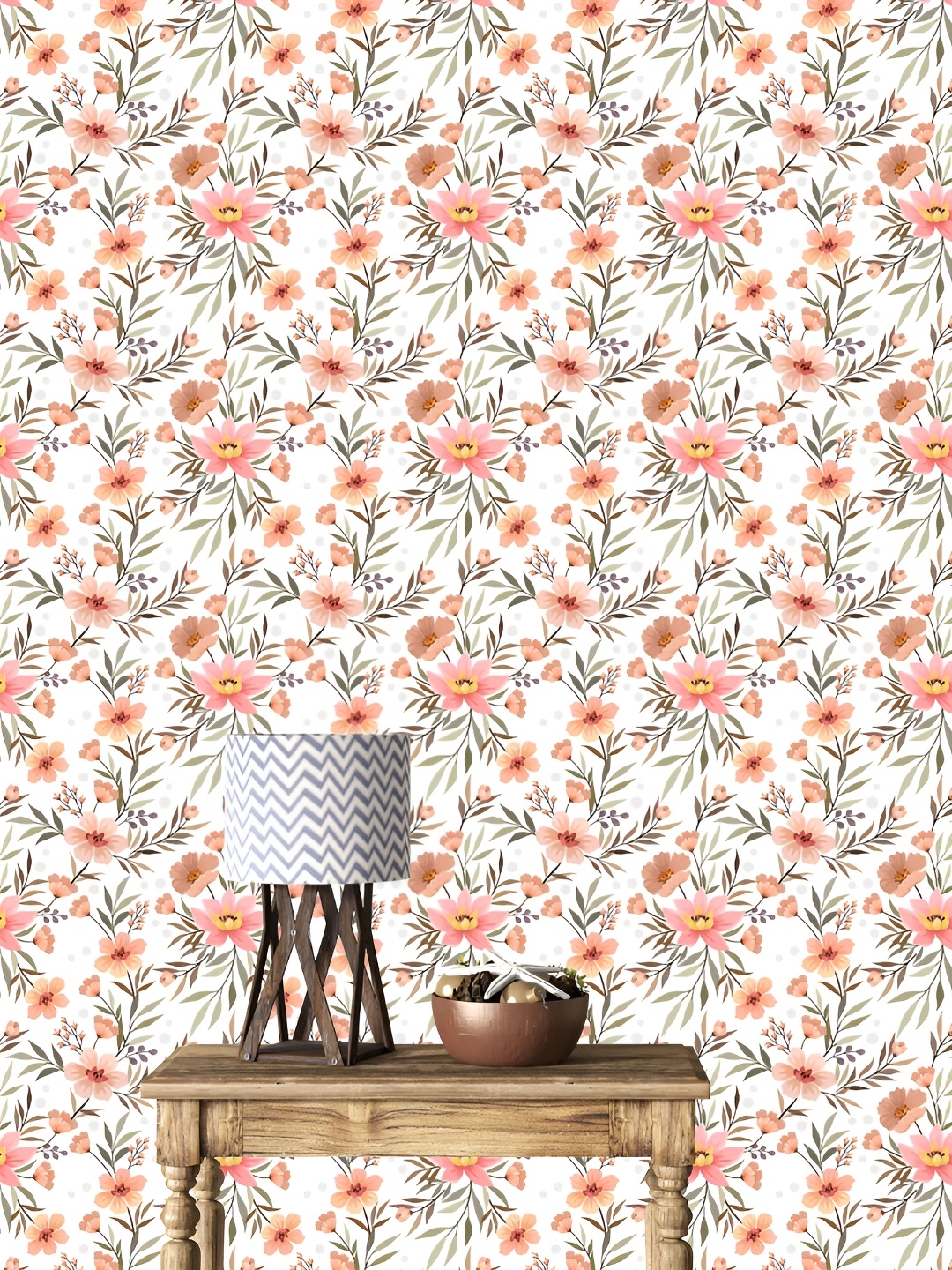 

DWELLSINDIA White & Pink Floral Pattern Self Adhesive Waterproof Removable Wallpaper