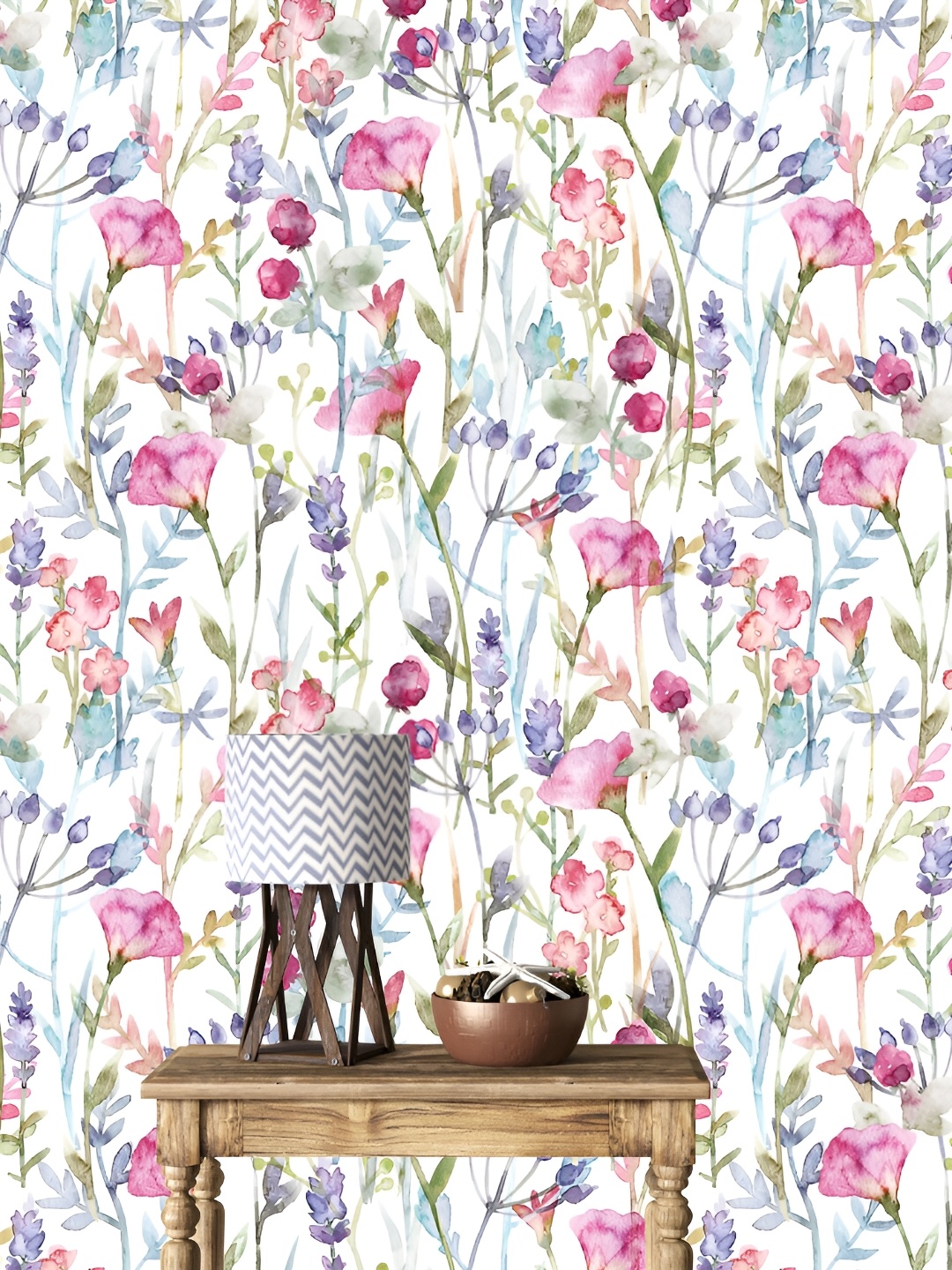 

DWELLSINDIA White & Pink Floral Pattern Self Adhesive Waterproof Removable Wallpaper