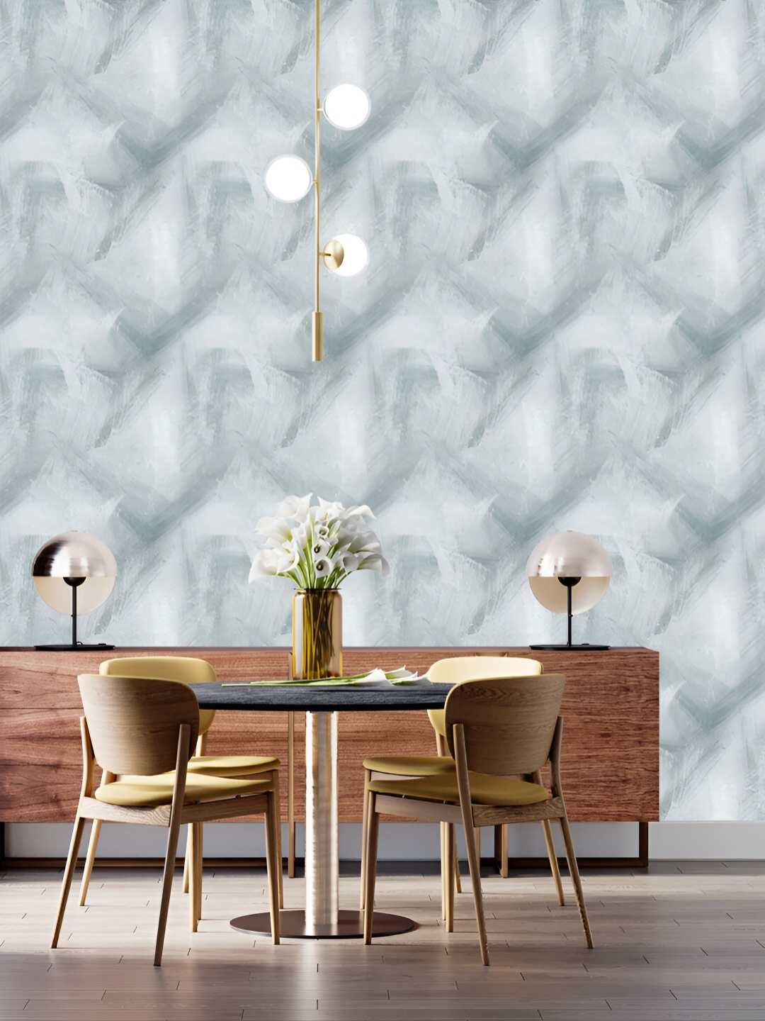 

DWELLSINDIA White & Grey Abstract Pattern Self Adhesive Waterproof Removable Wallpaper