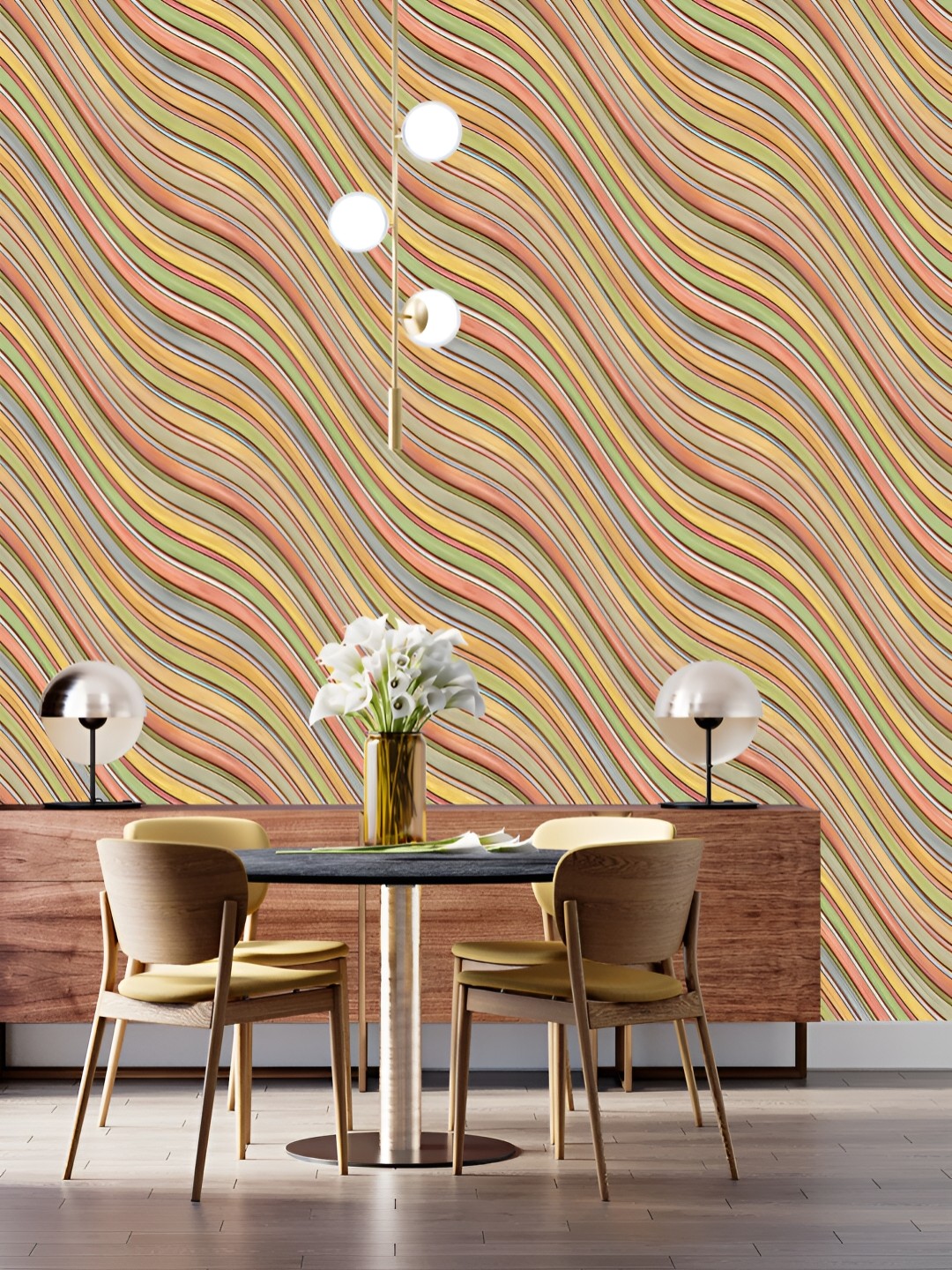 

DWELLSINDIA Red & Yellow Geometric Pattern Self Adhesive Waterproof Removable Wallpaper