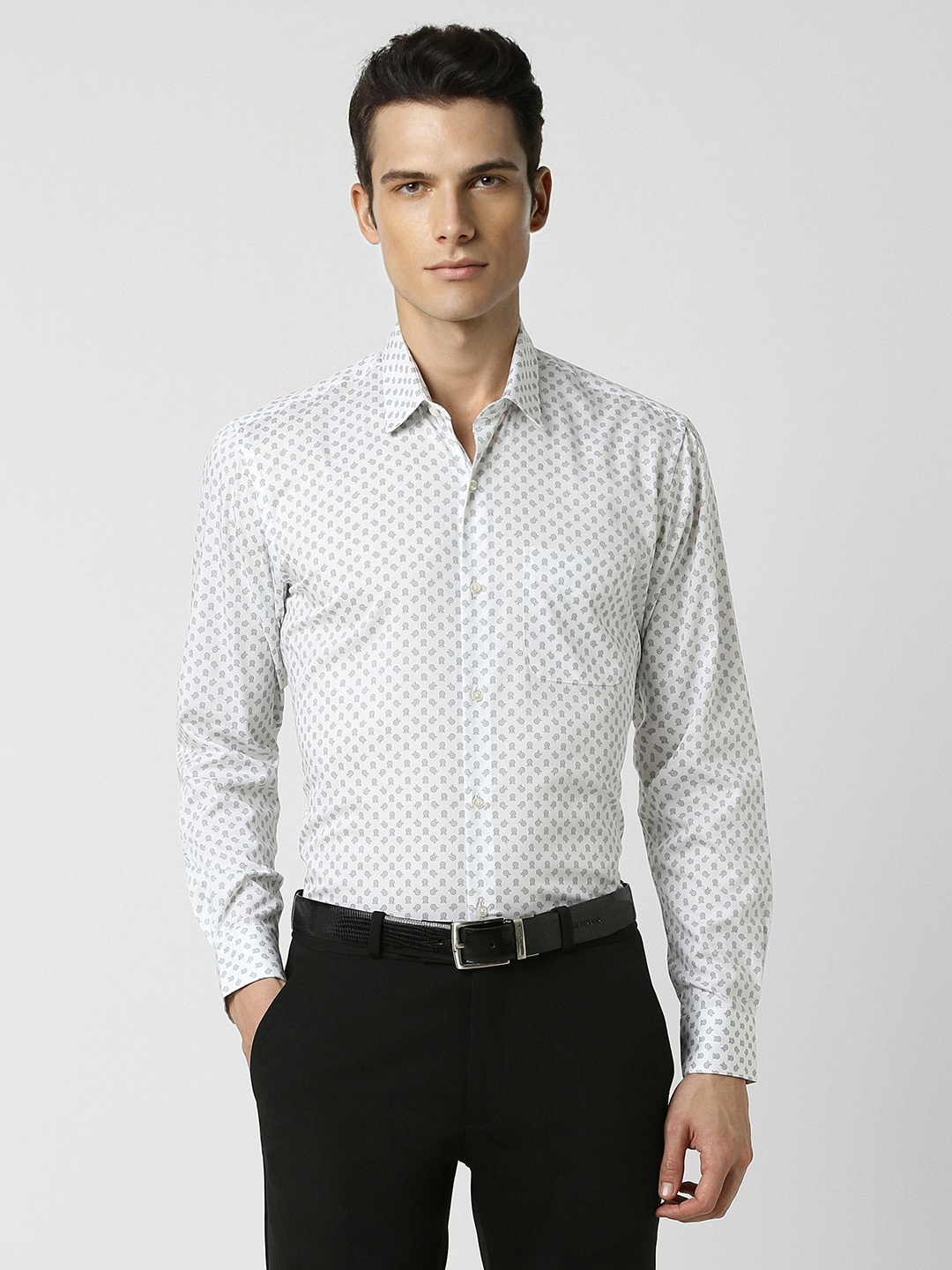 

Peter England Men White Printed Formal Shirt