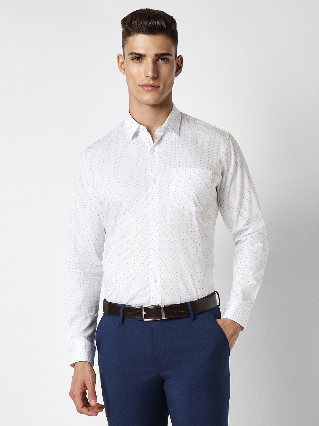 

Peter England Men White Printed Formal Shirt