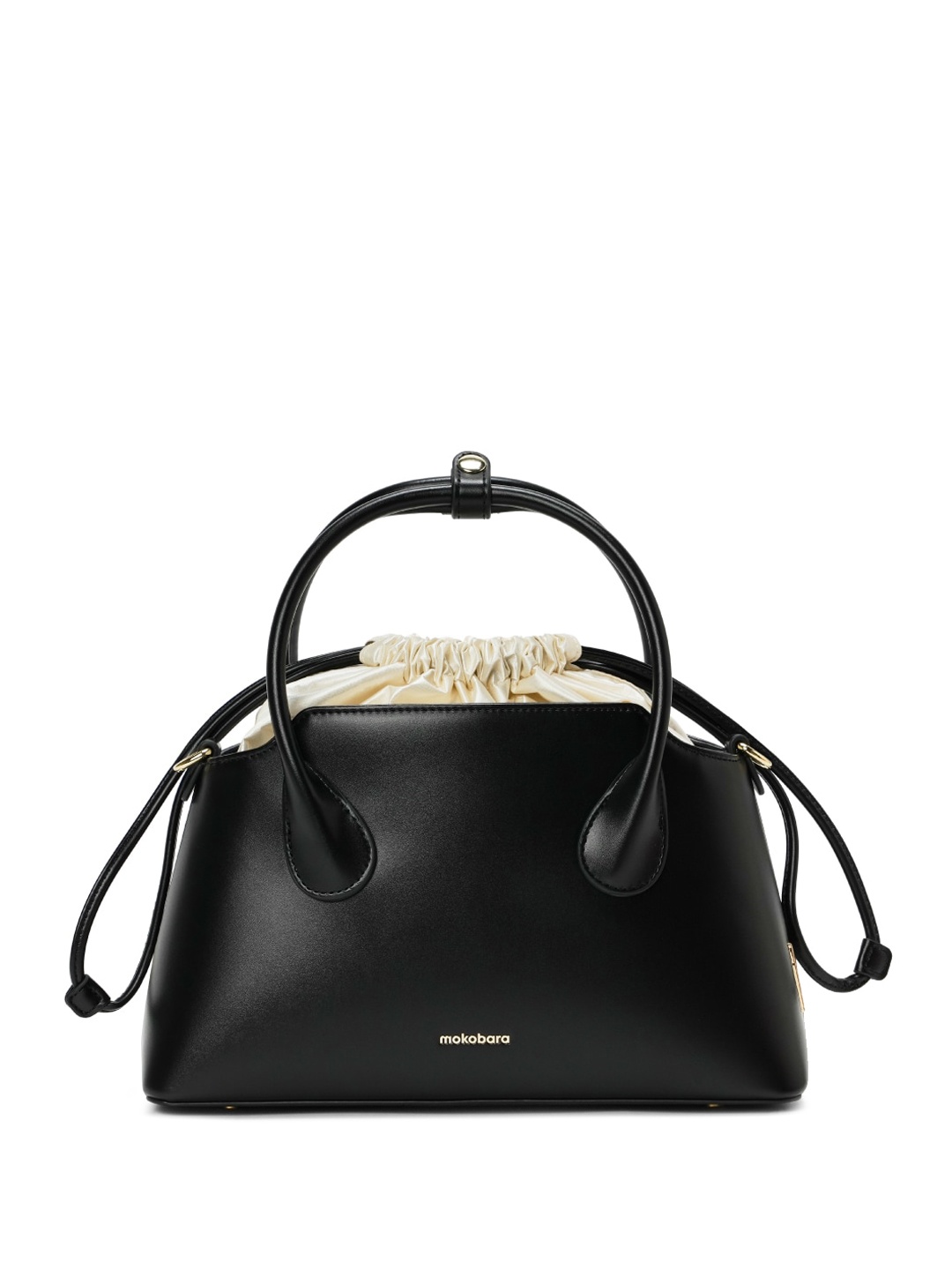

MOKOBARA Leather Structured Handheld Bag, Black
