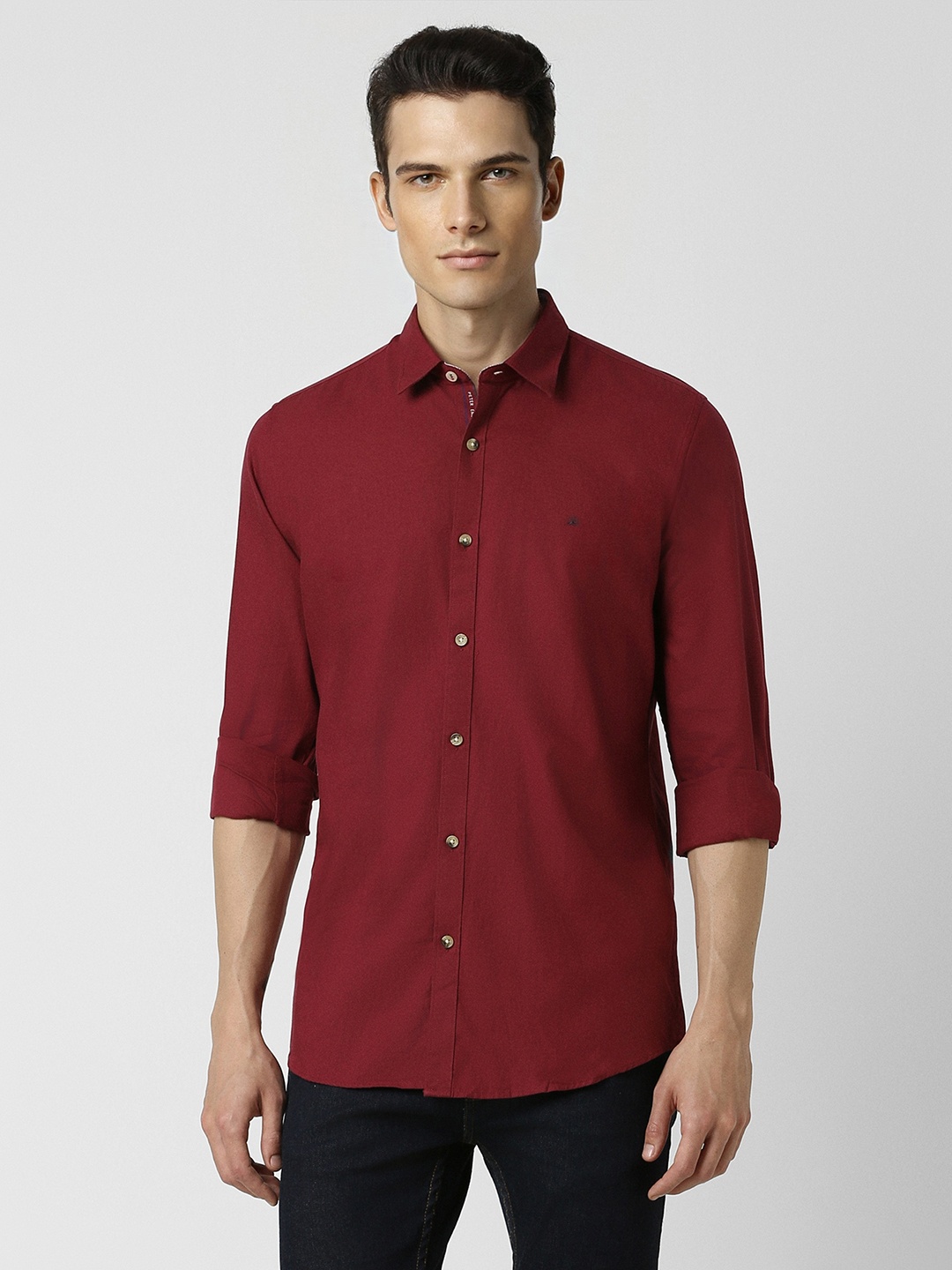 

Peter England Casuals Men Maroon Slim Fit Casual Shirt