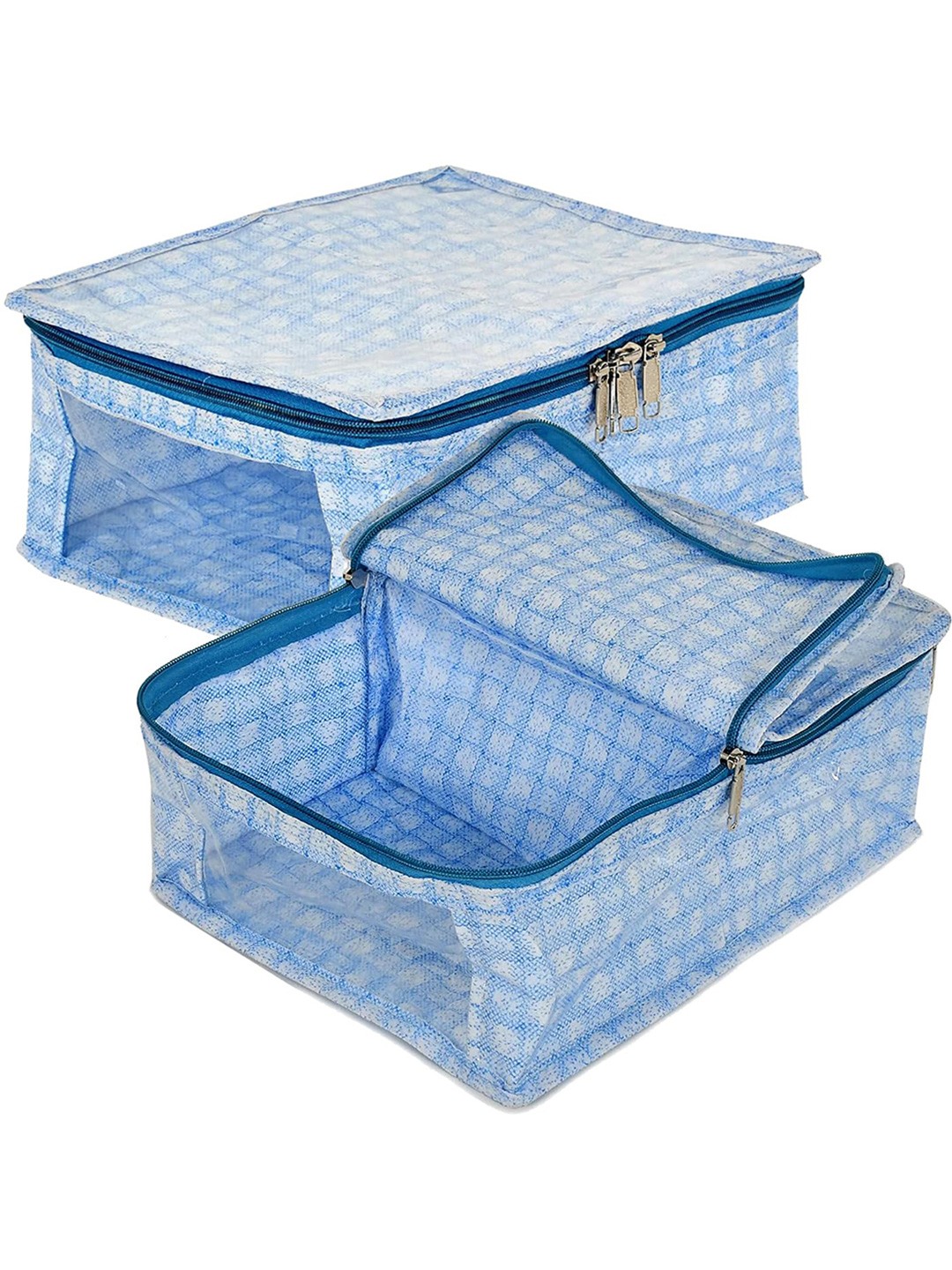 

Kuber Industries Blue 2 Pieces Checked Multi-Utility Travel Organisers