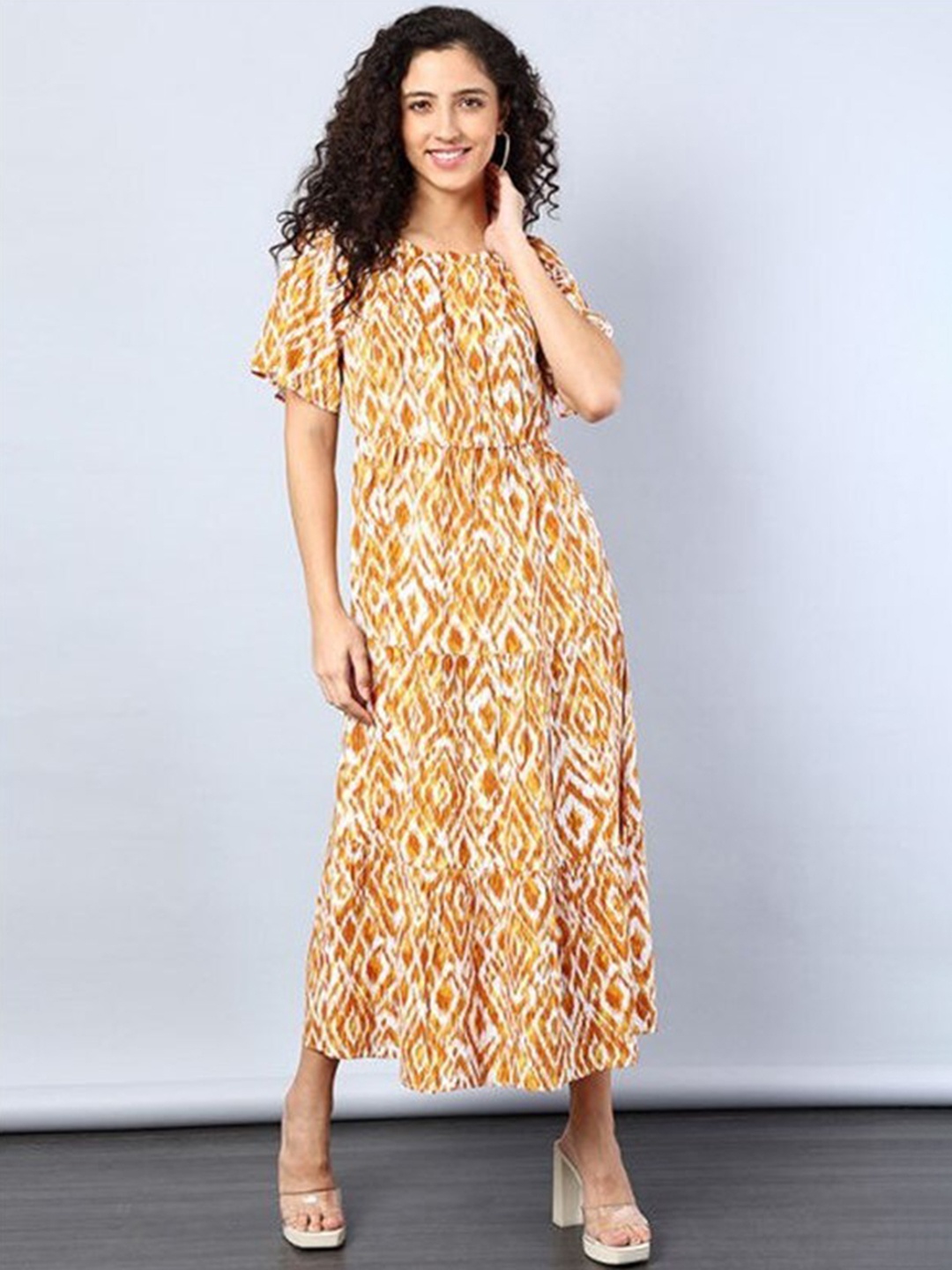 

Aila Abstract Printed Maxi Dress, Mustard