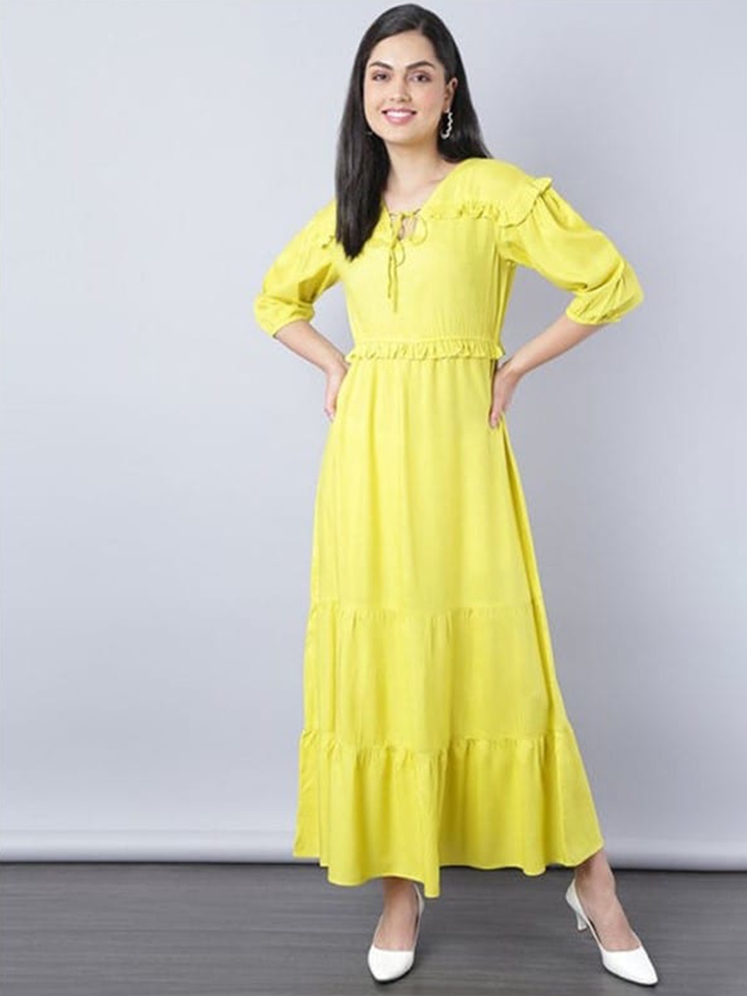 

Aila Tie-Up Neck Maxi Dress, Yellow