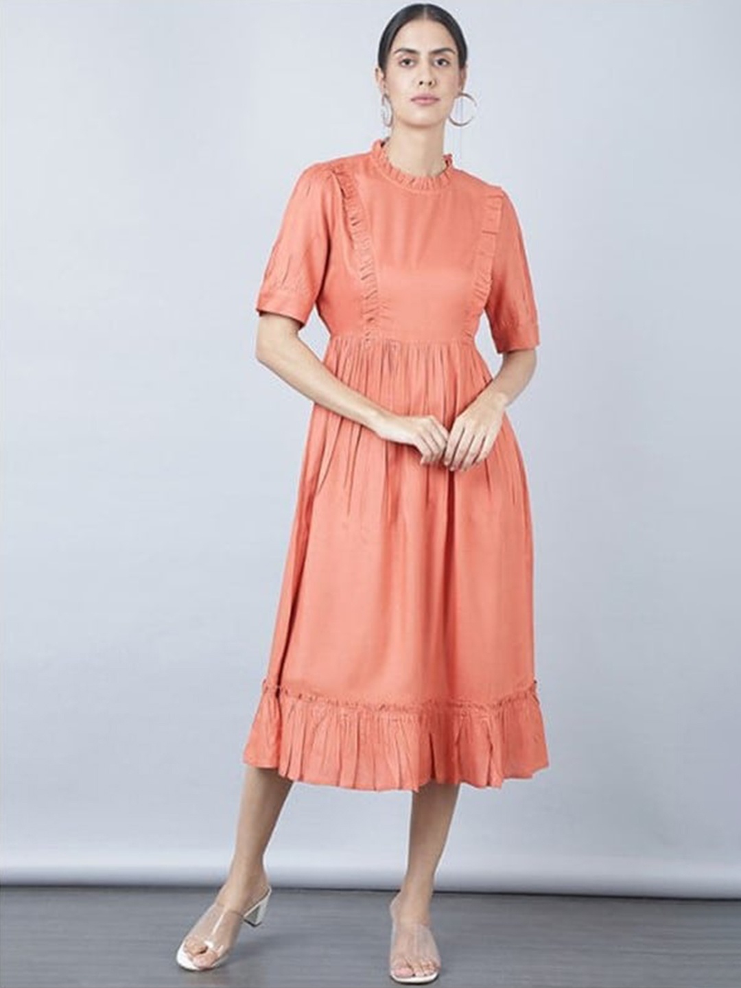 

Aila A-Line Fit and Flare Midi Dress, Orange