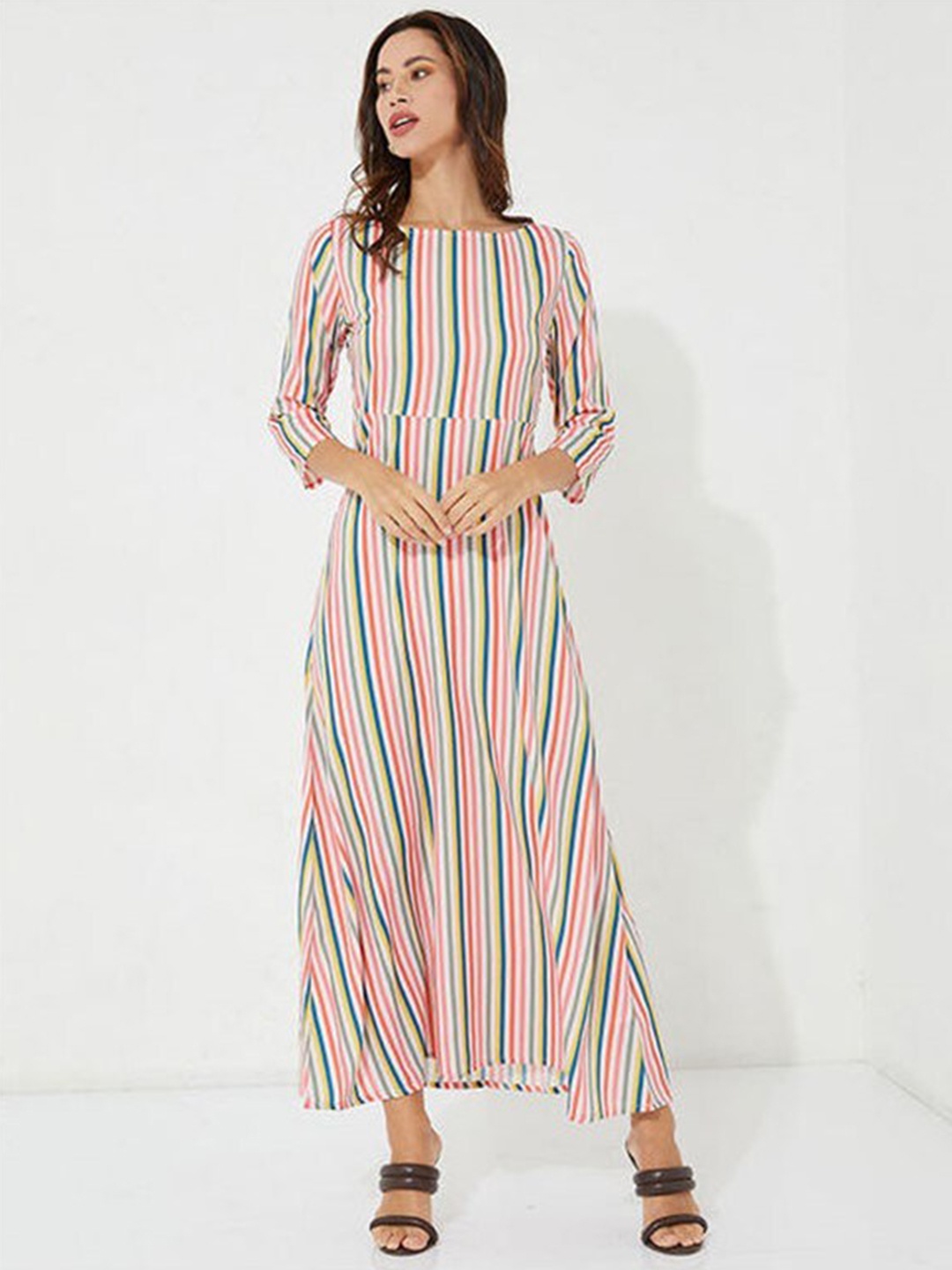 

Aila Striped Maxi Dress, White