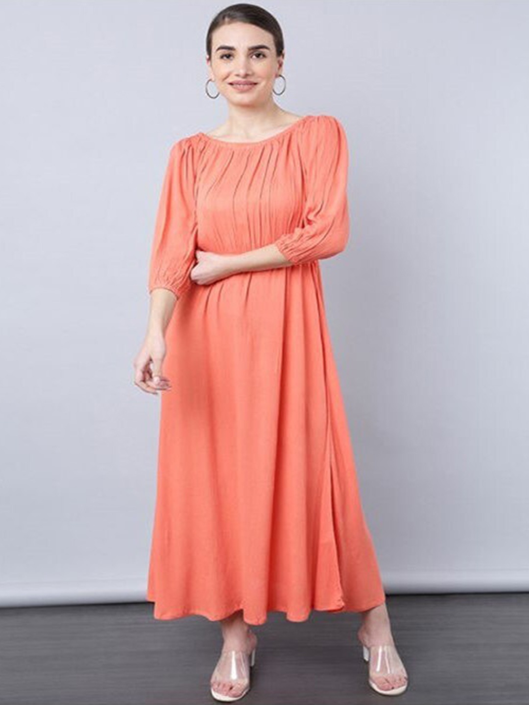 

Aila Boat Neck Fit & Flare Dress, Orange