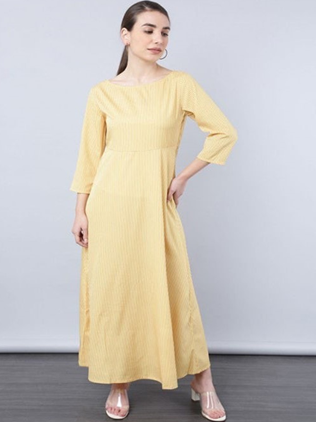 

Aila Striped Boat Neck Maxi Dress, Yellow