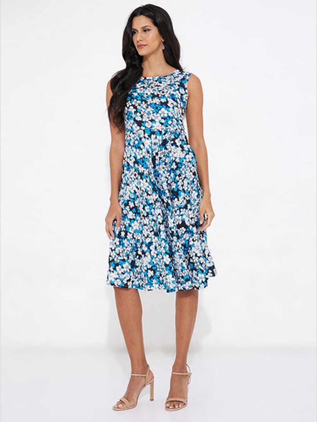 

Aila Floral Printed Fit & Flare Midi Dress, Blue