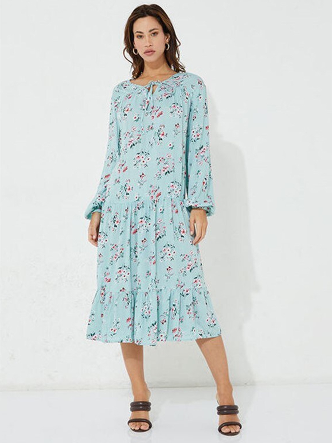 

Aila Floral Printed Fit & Flare Midi Dress, Blue