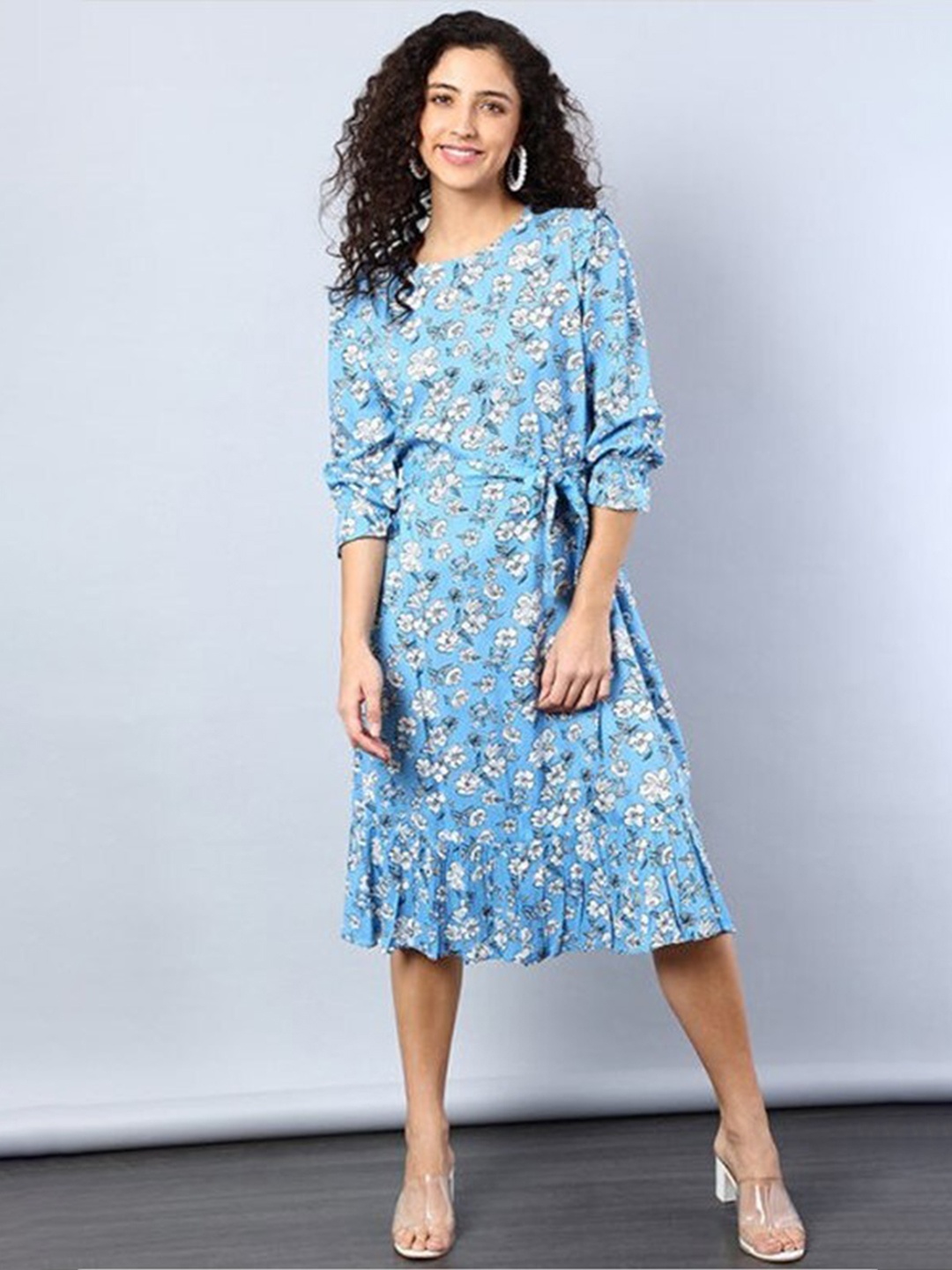 

Aila Floral Print A-Line Midi Dress, Blue