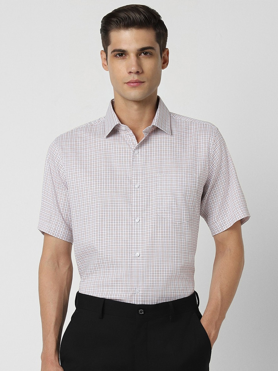 

Van Heusen Checked Pure Cotton Formal Shirt, White