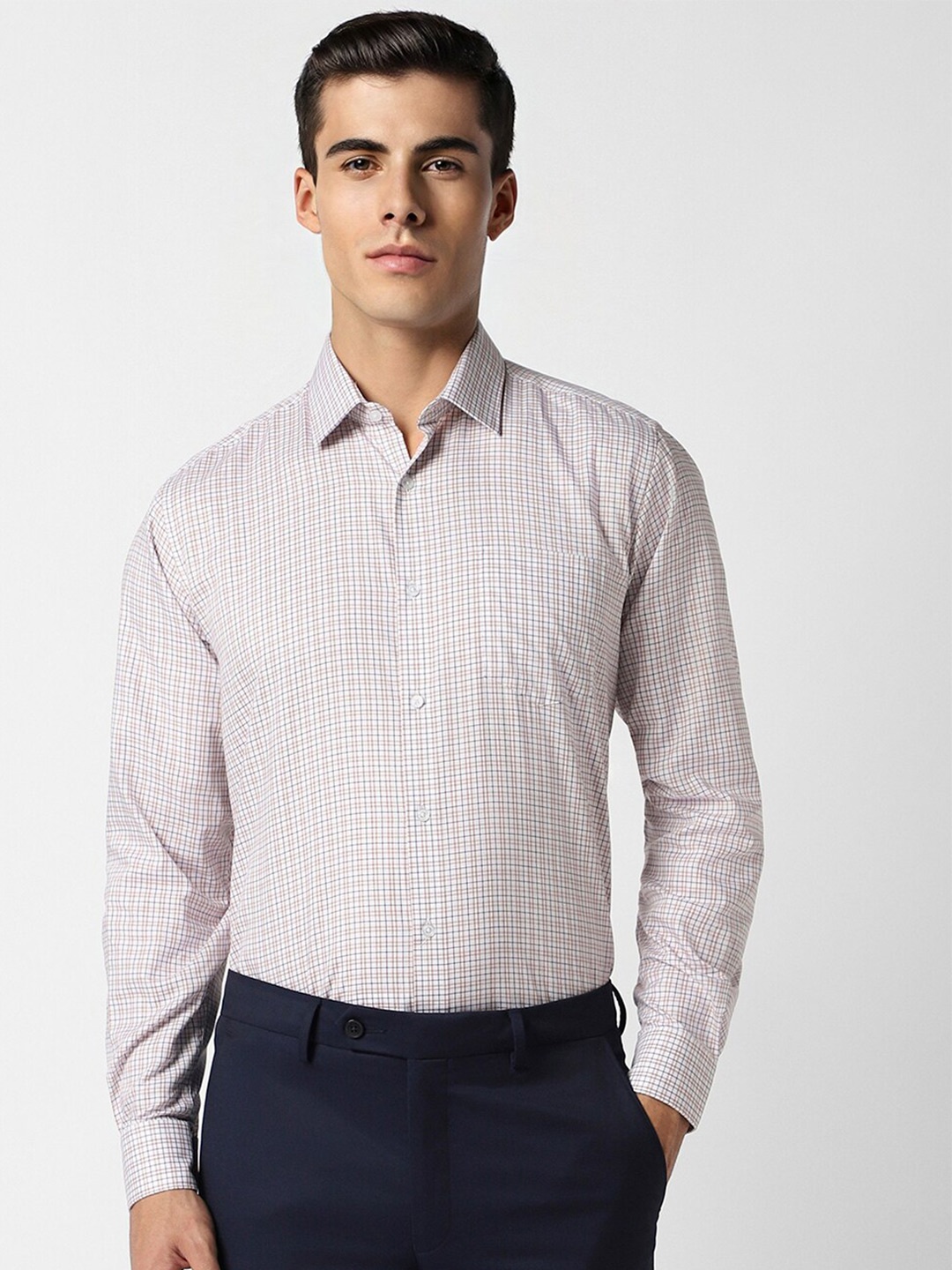 

Van Heusen Checked Pure Cotton Formal Shirt, White