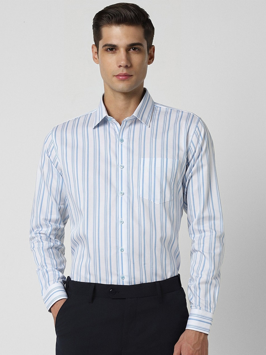 

Van Heusen Slim Fit Vertical Striped Pure Cotton Formal Shirt, White