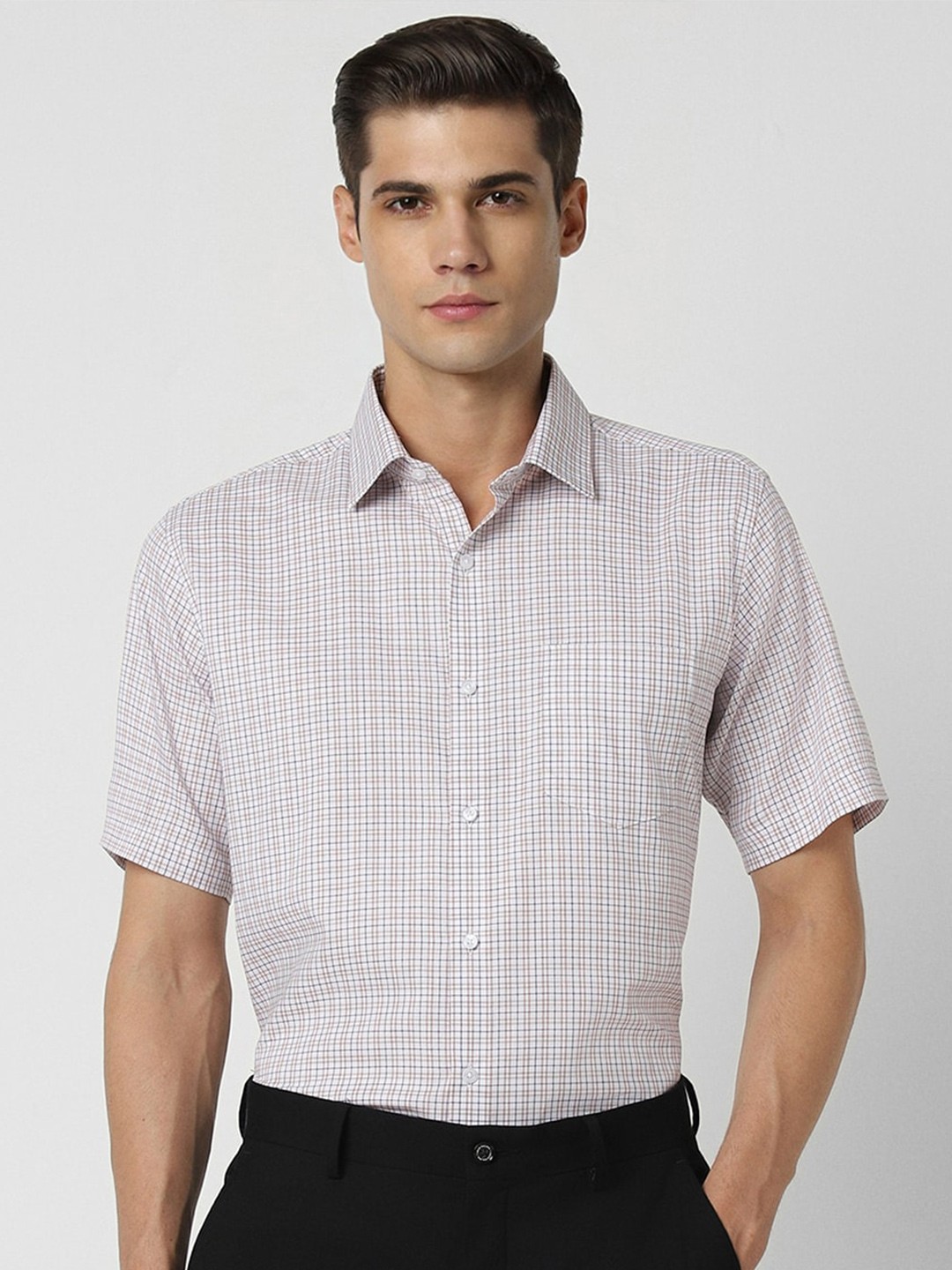 

Van Heusen Tartan Checked Pure Cotton Formal Shirt, White