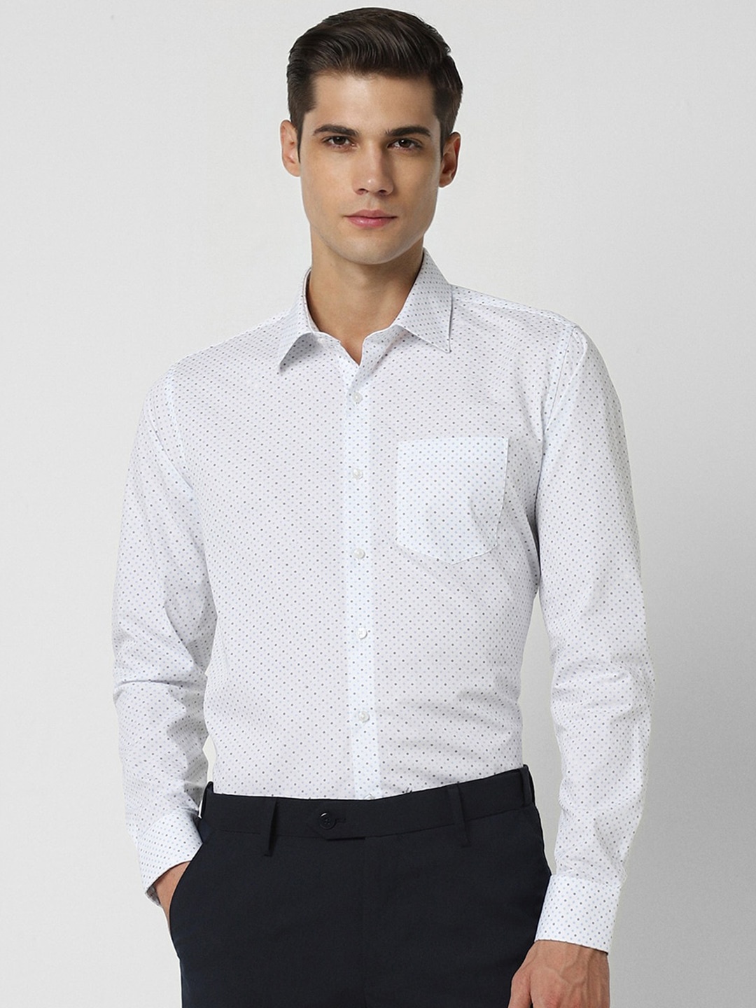 

Van Heusen Slim Fit Micro Ditsy Printed Pure Cotton Formal Shirt, White