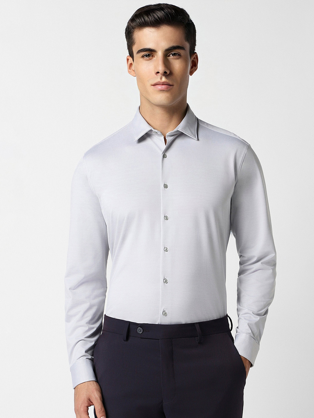 

Van Heusen Spread Collar Cotton Slim Fit Formal Shirt, Grey
