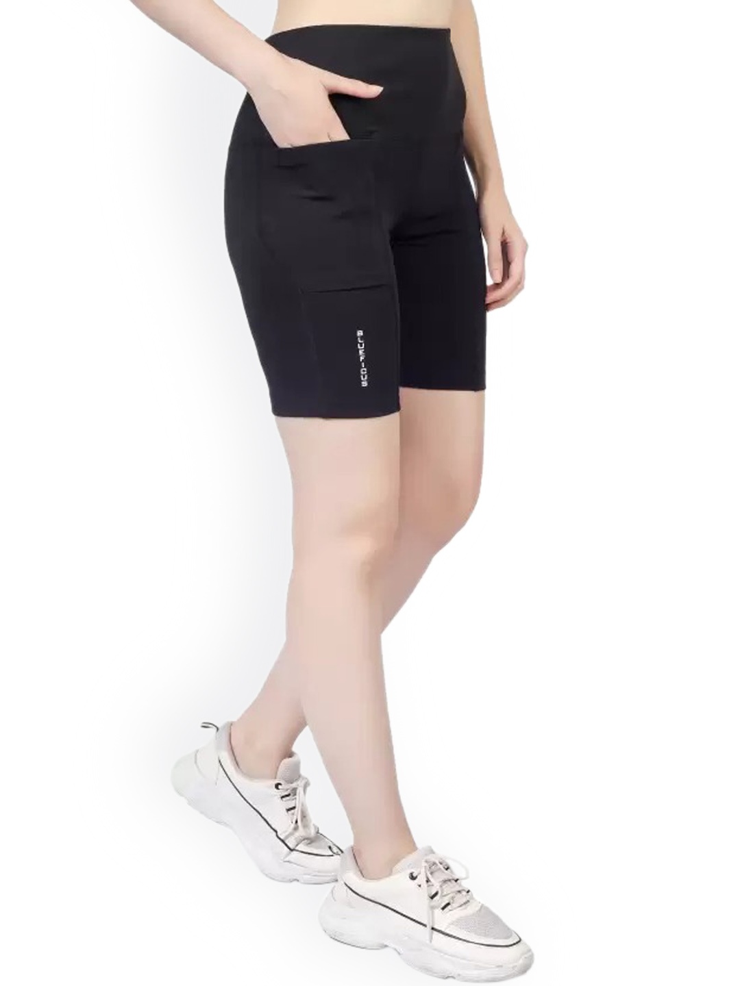 

BLUEFICUS Slim-Fit Above Knee Gym Tights, Black
