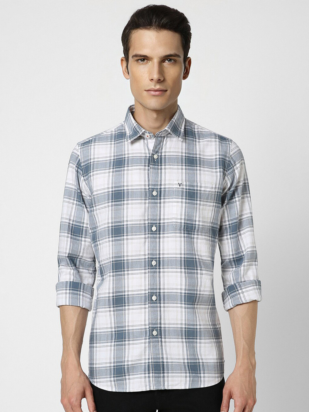 

Van Heusen Sport Tartan Checked Slim Fit Pure Cotton Casual Shirt, White