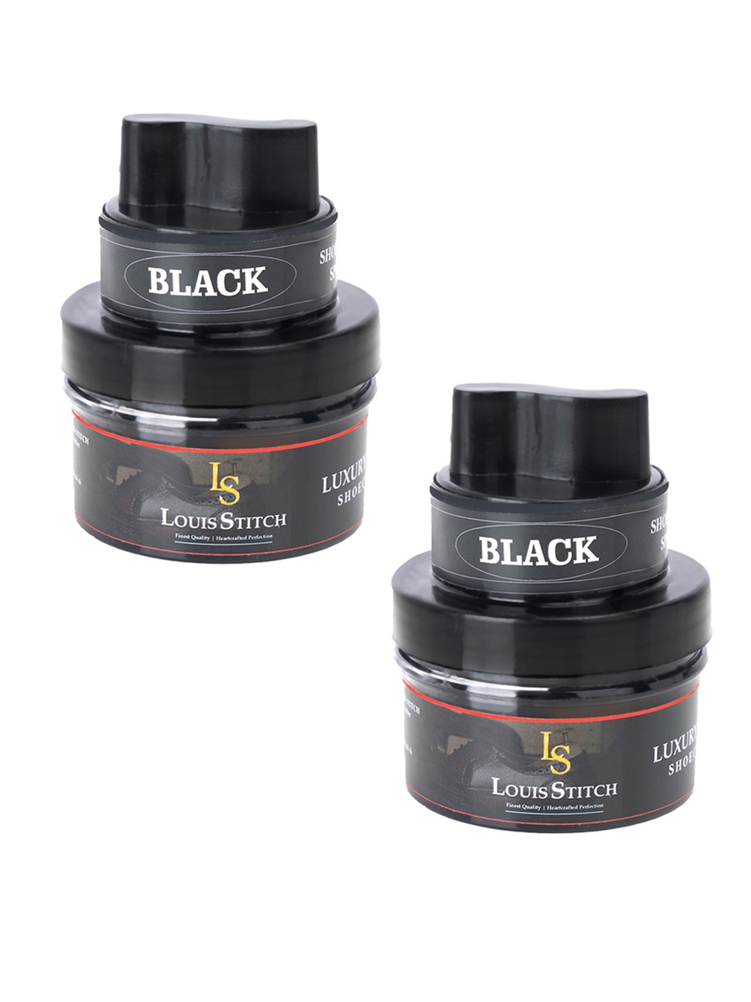 

LOUIS STITCH Set Of 2 Black Leather Shoe Shiner and Shoe Cream with Applicator