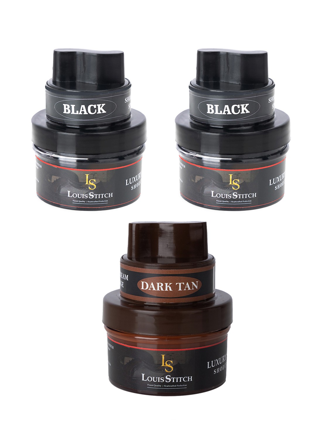 

LOUIS STITCH Set Of 3 Shoe Cream With Applicator For Leather Items, Black