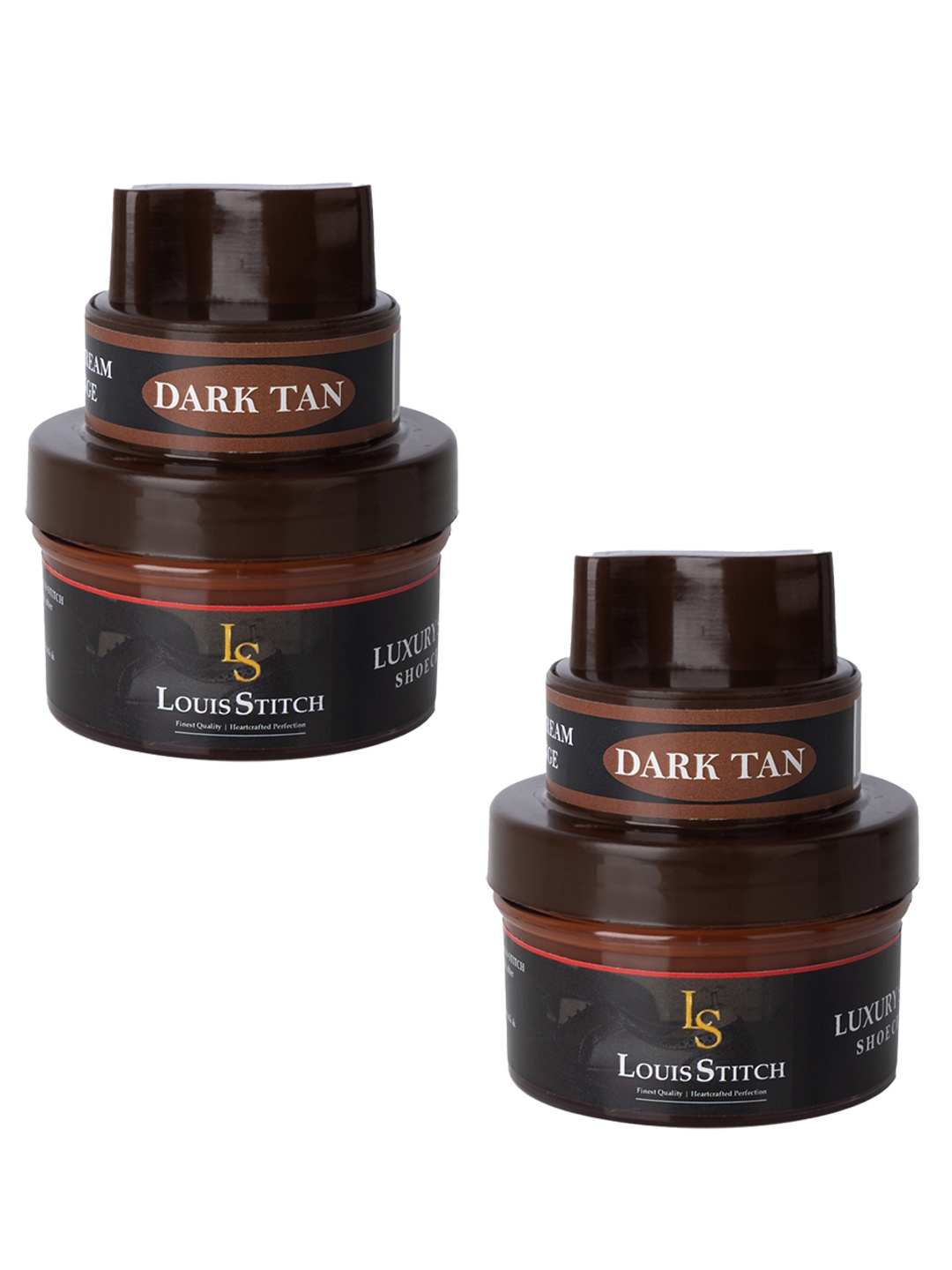 

LOUIS STITCH Set Of 2 Dark Tan Shoe Cream With Applicator, Brown