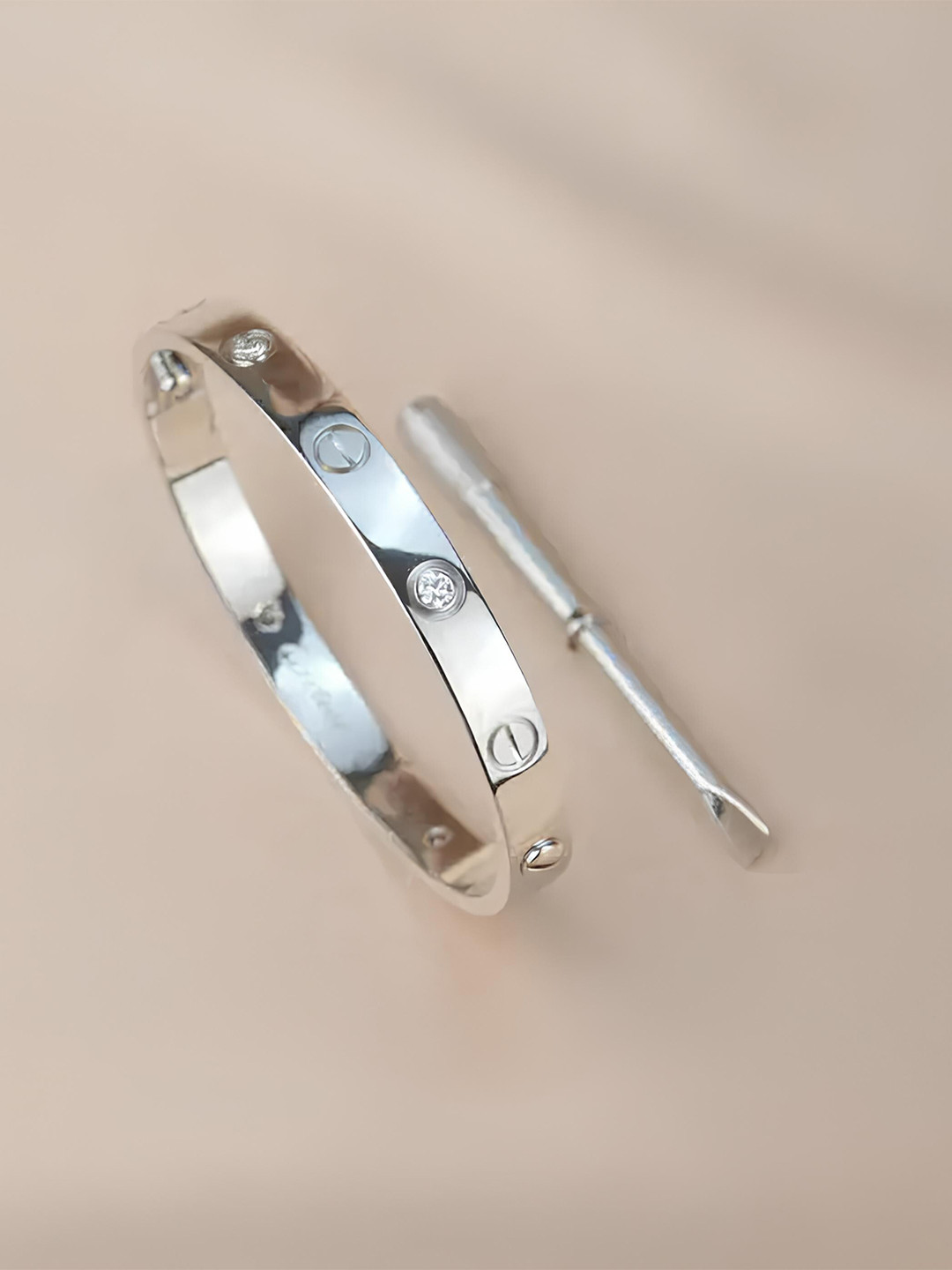 

KARISHMA KREATIONS Unisex Silver Plated Stainless Steel Kada Bracelet
