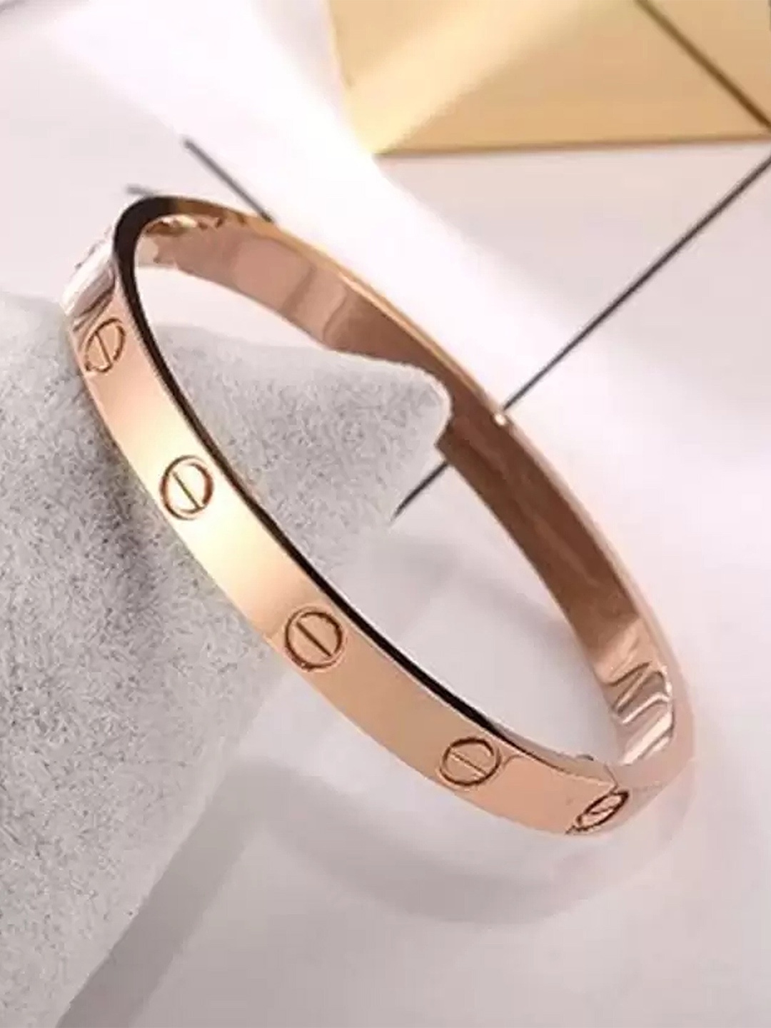 

KARISHMA KREATIONS Unisex Rose Gold Plated Stainless Steel Kada Bracelet