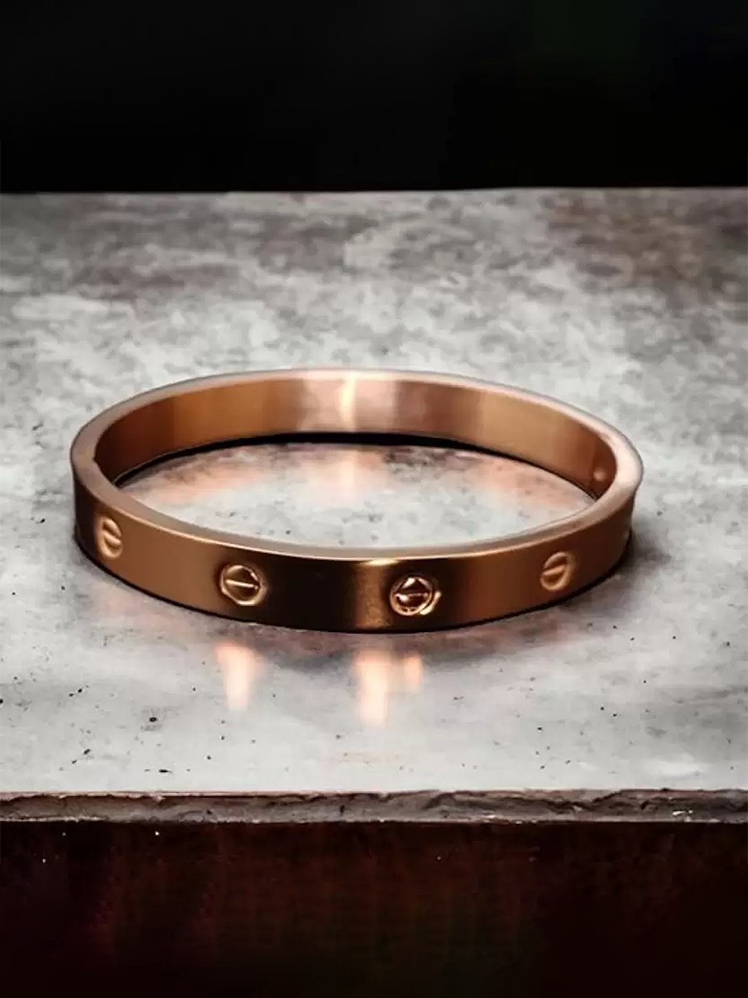 

KARISHMA KREATIONS Unisex Gold-Plated Kada Bracelet, Rose gold