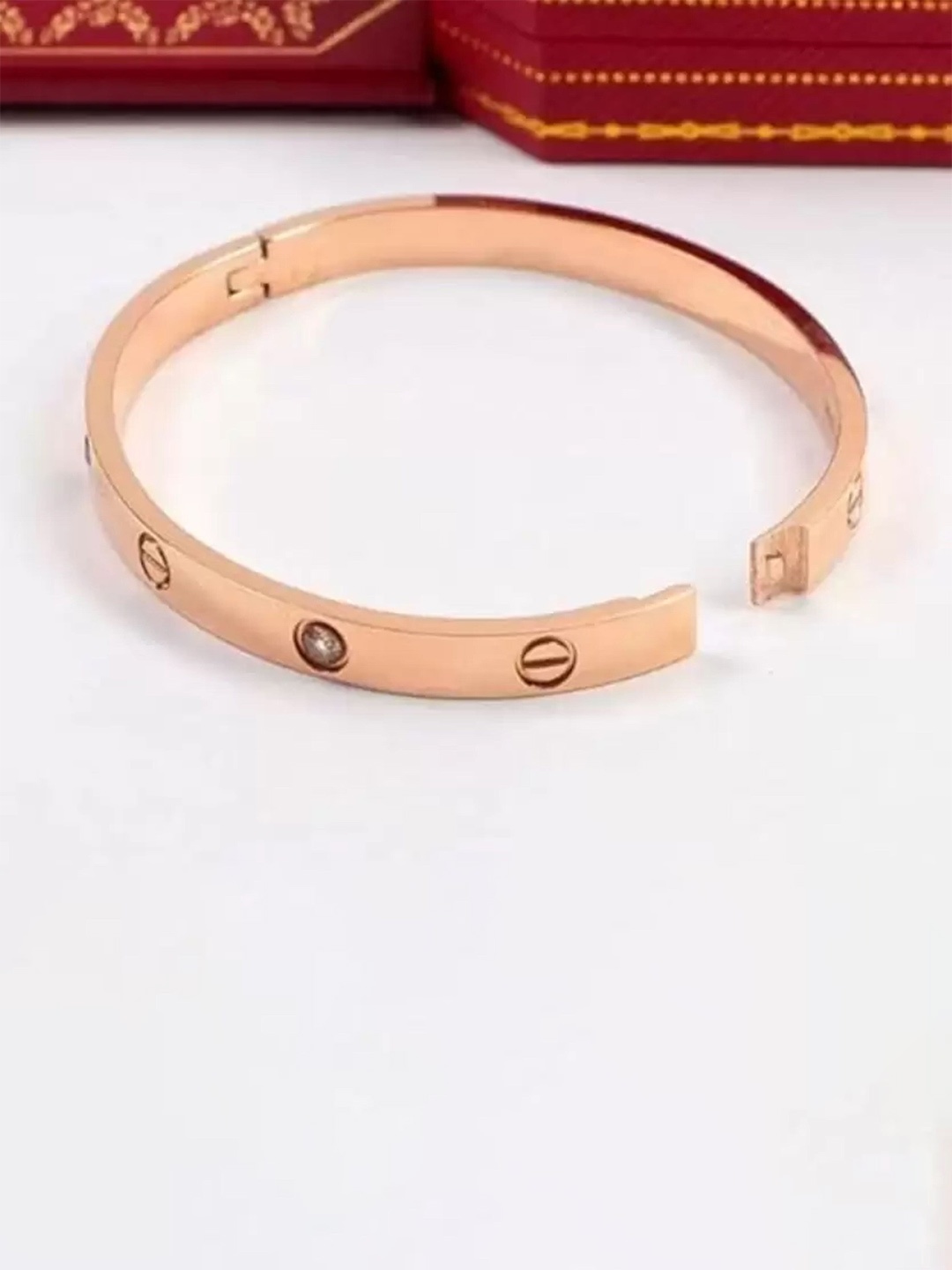 

KARISHMA KREATIONS Unisex Rose Gold Plated Stainless Steel Kada Bracelet