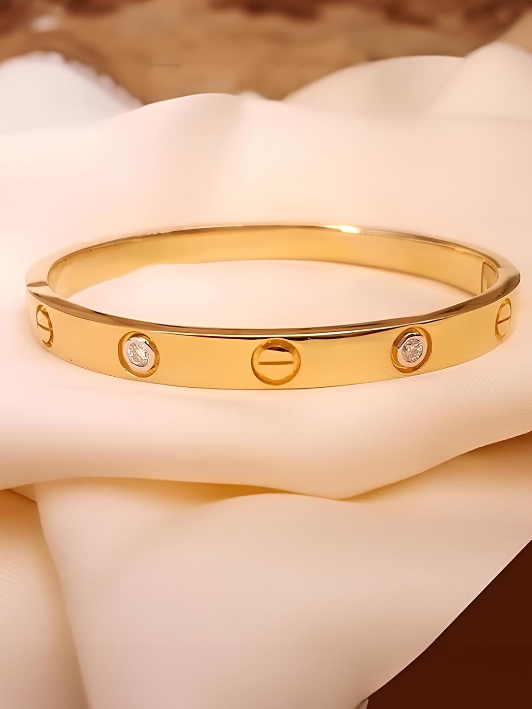 

KARISHMA KREATIONS Unisex Rose Gold-Plated Stainless Steel Kada Bracelet