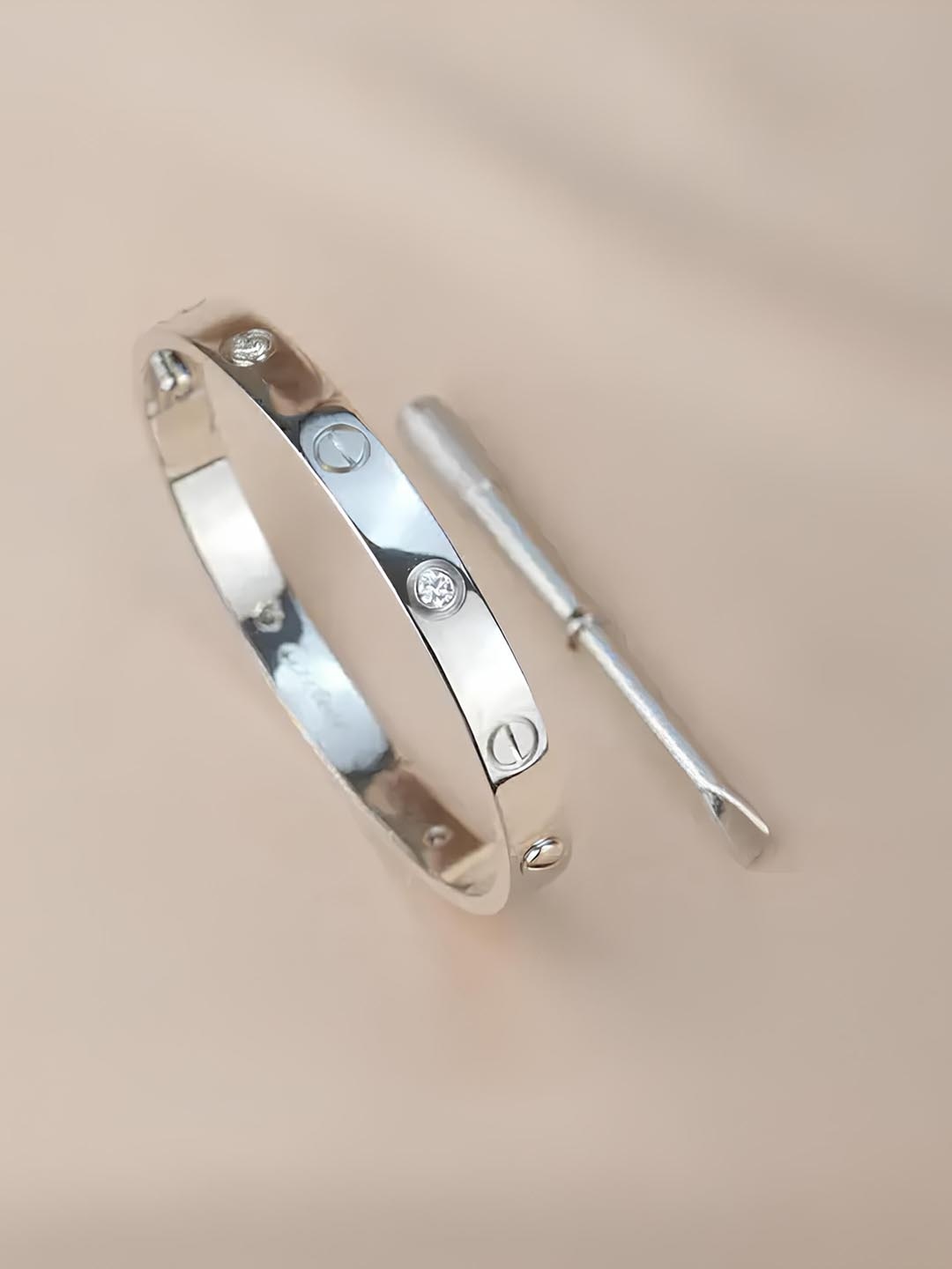 

KARISHMA KREATIONS Unisex Silver Plated Stainless Steel Kada Bracelet